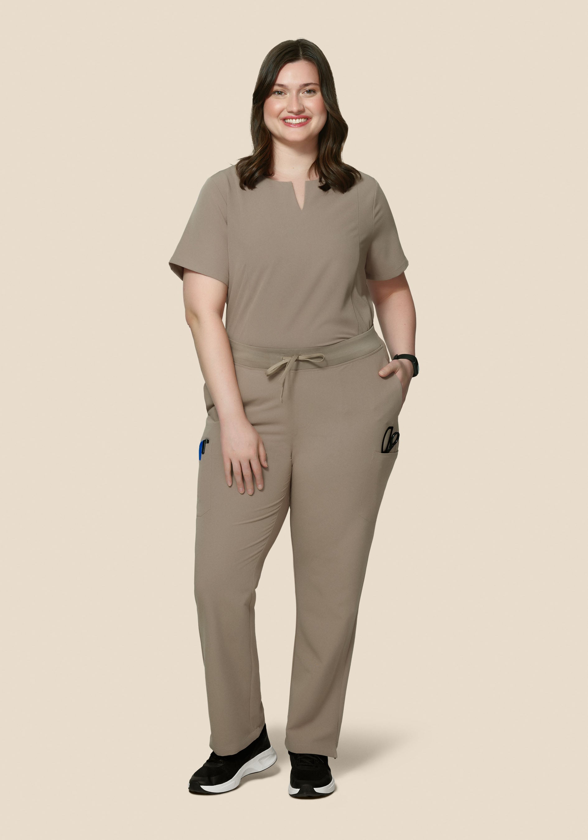 5 Pocket Notch Neck Top Macchiato