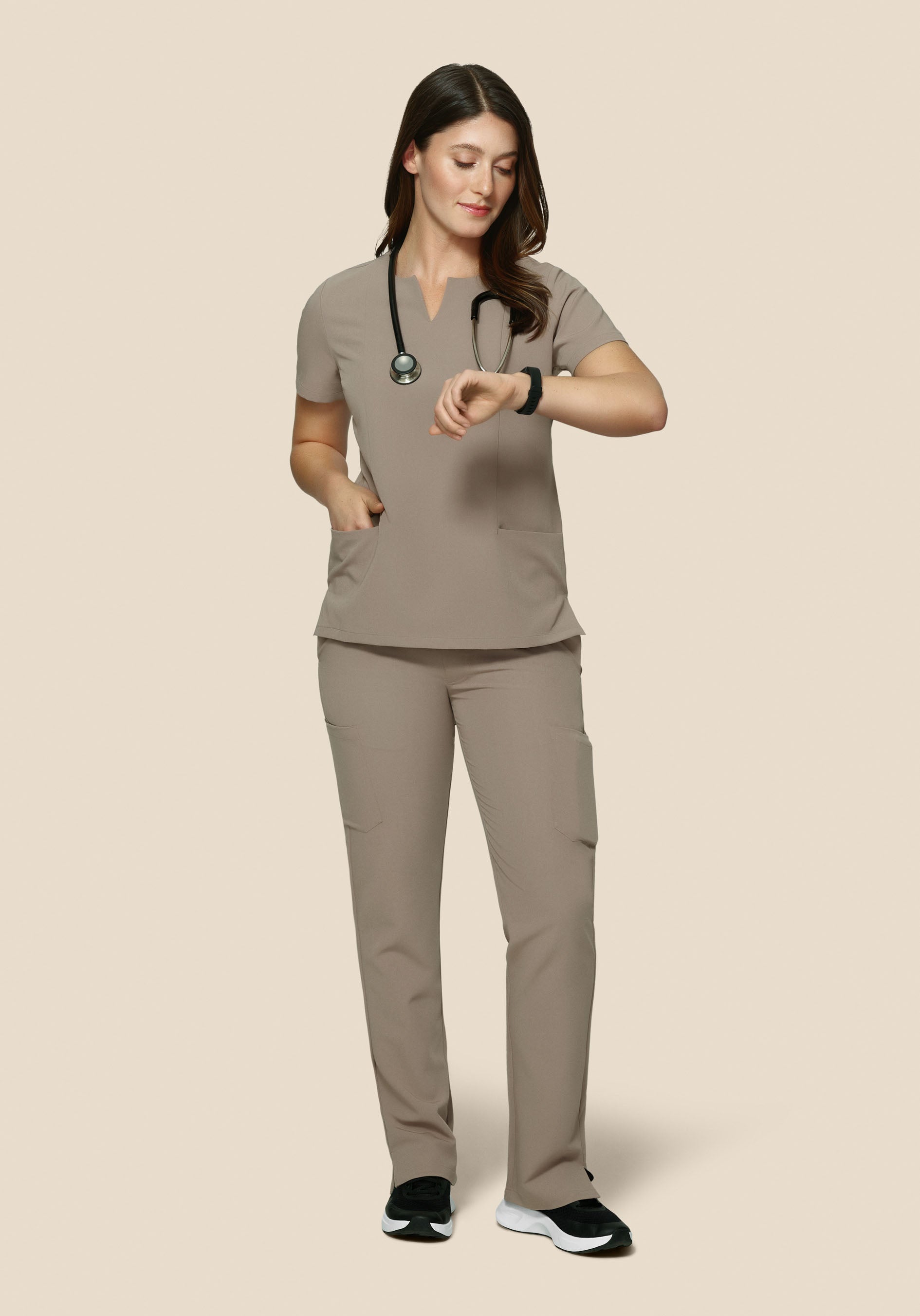 5 Pocket Notch Neck Top Macchiato