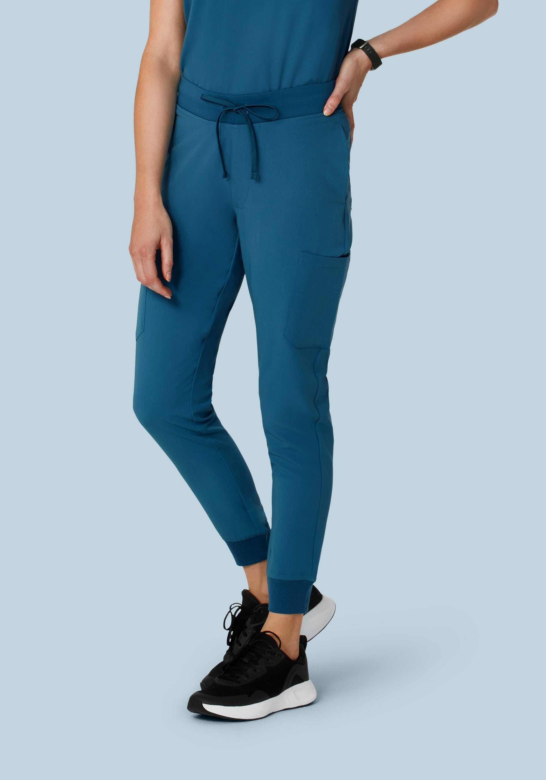 Women's Mid-Rise 9-Pocket Jogger Scrub Pants - Harbor Blue
