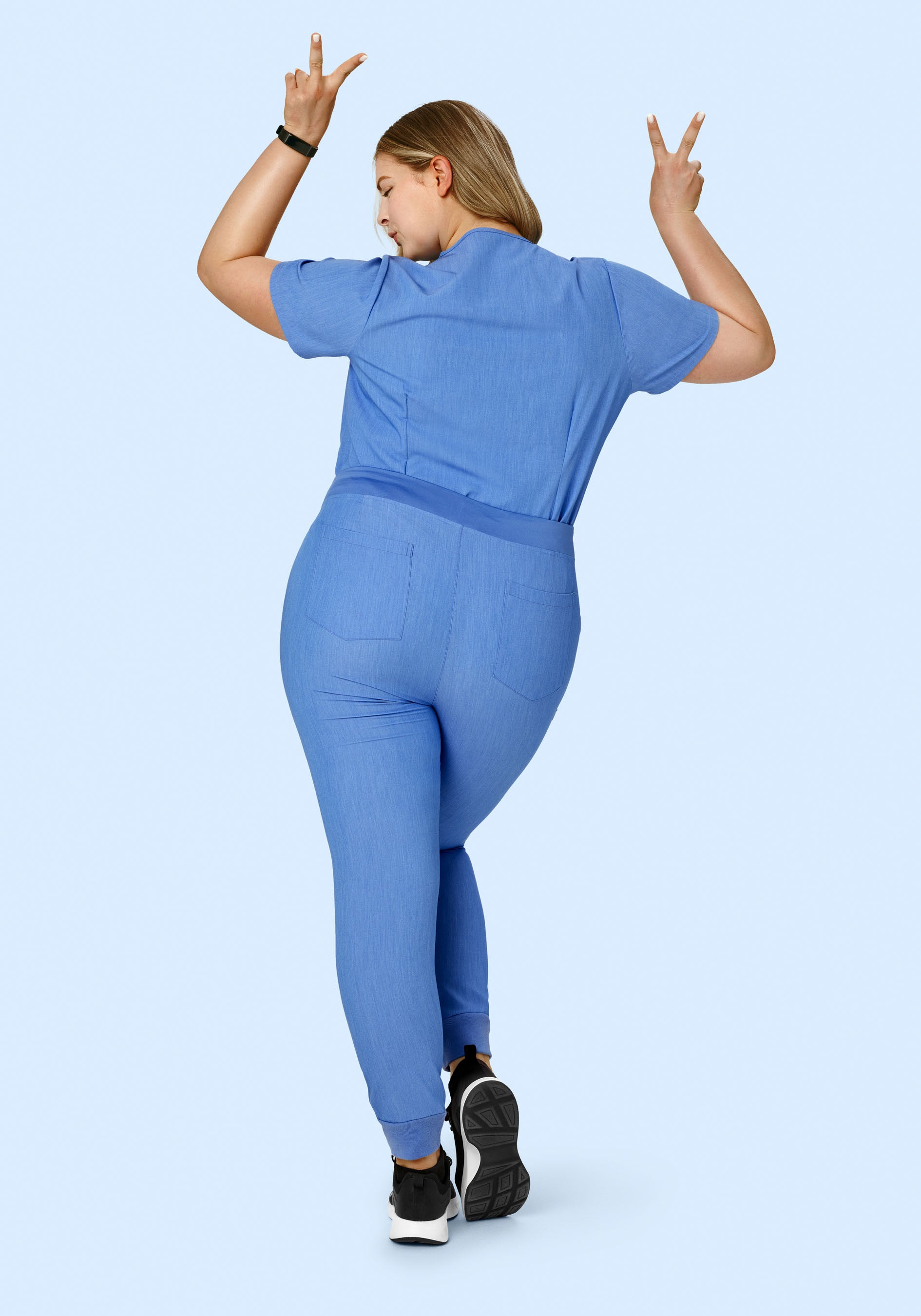 High Waisted Joggers Heather Blue