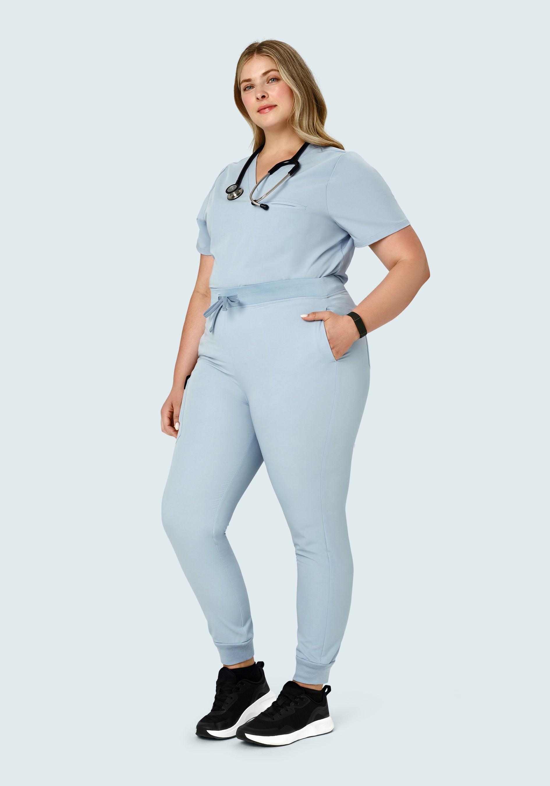 High Waisted Joggers Powder Blue