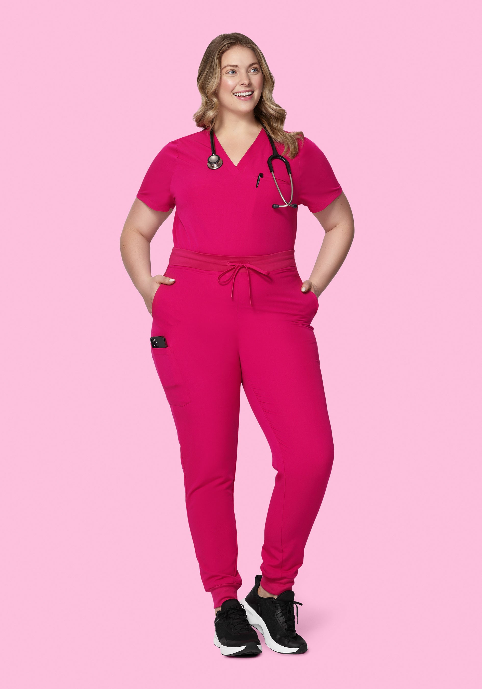 High Waisted Joggers Raspberry