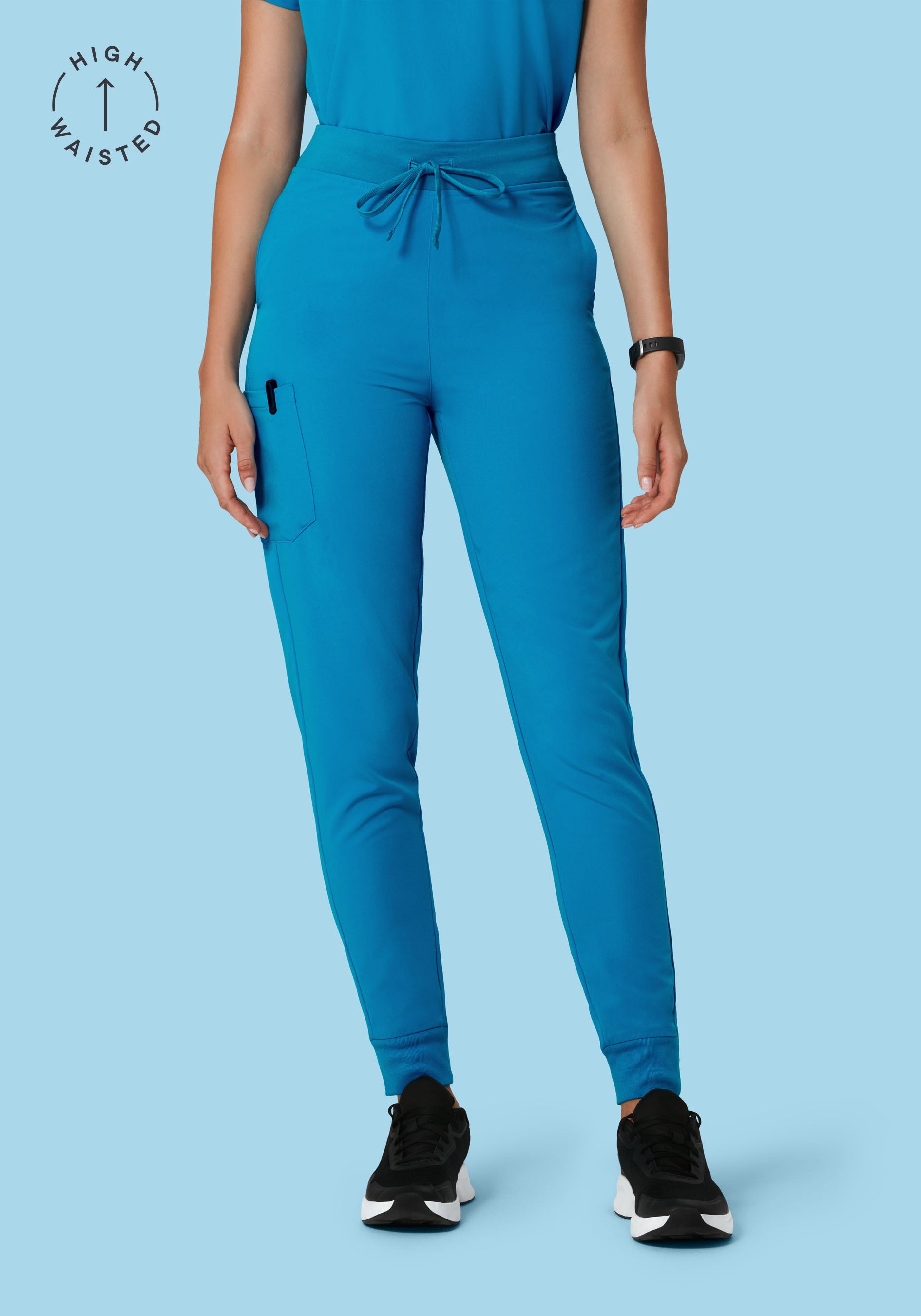 Women's High Waisted Jogger Scrub Pants - Electric Blue | Mandala