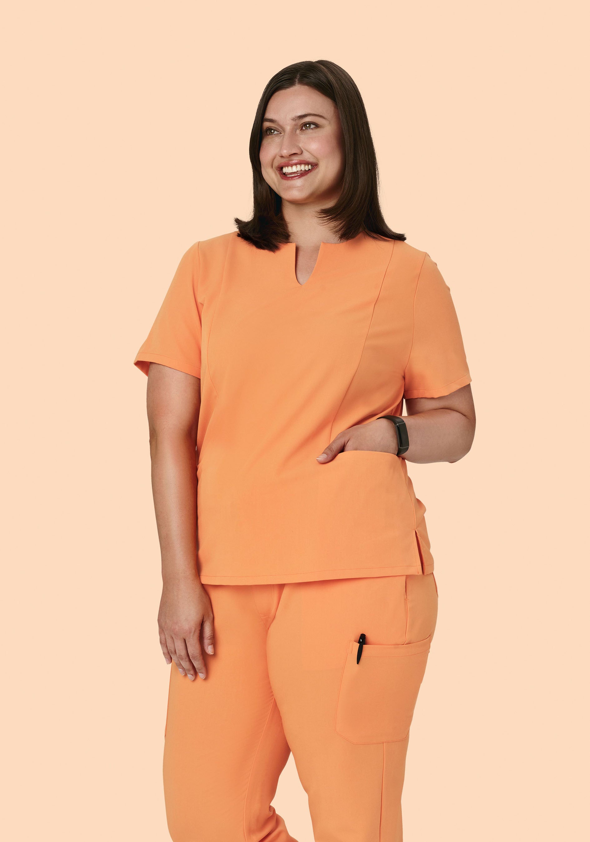 5 Pocket Notch Neck Top Cantaloupe
