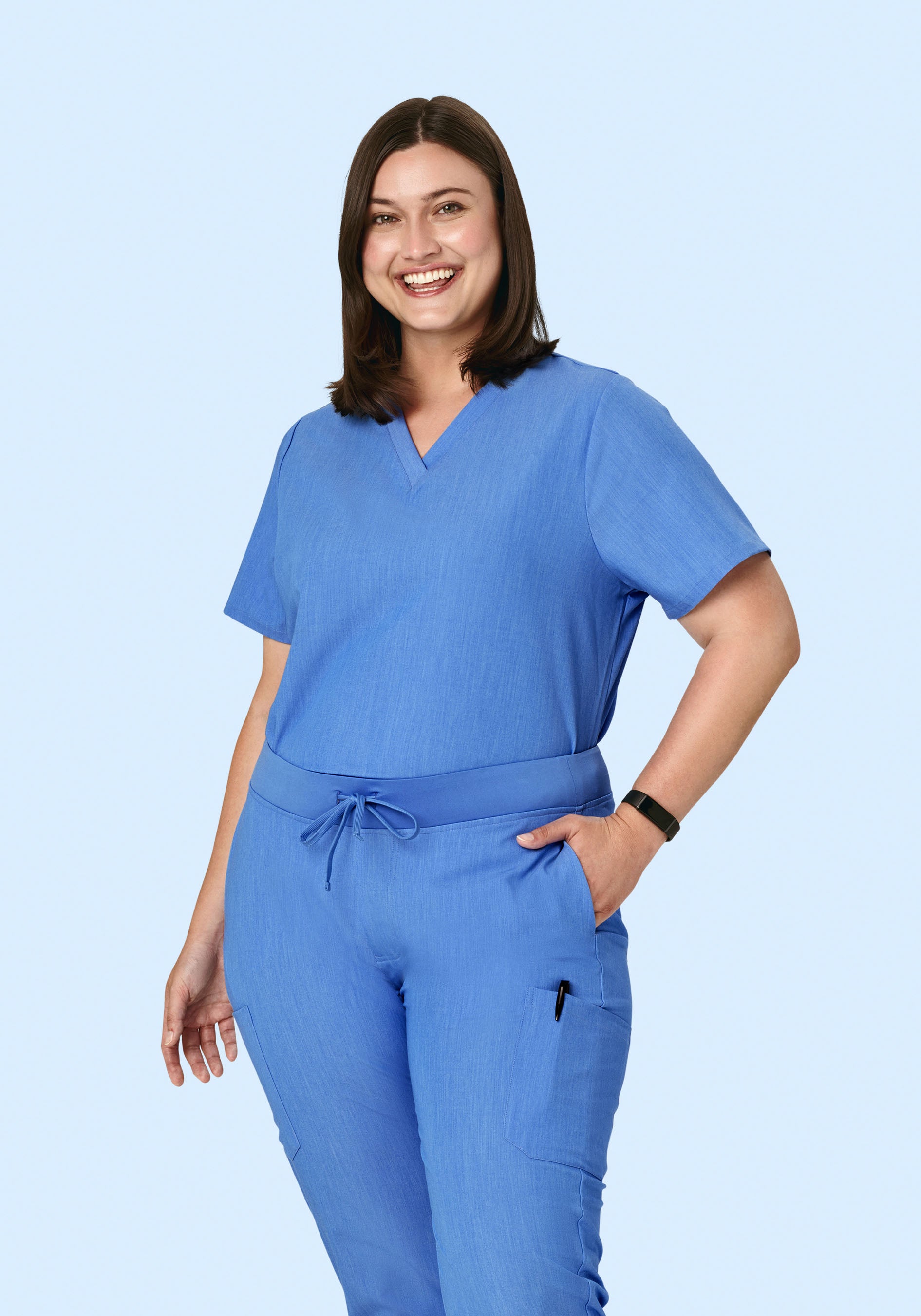 6 Pocket Top Heather Blue