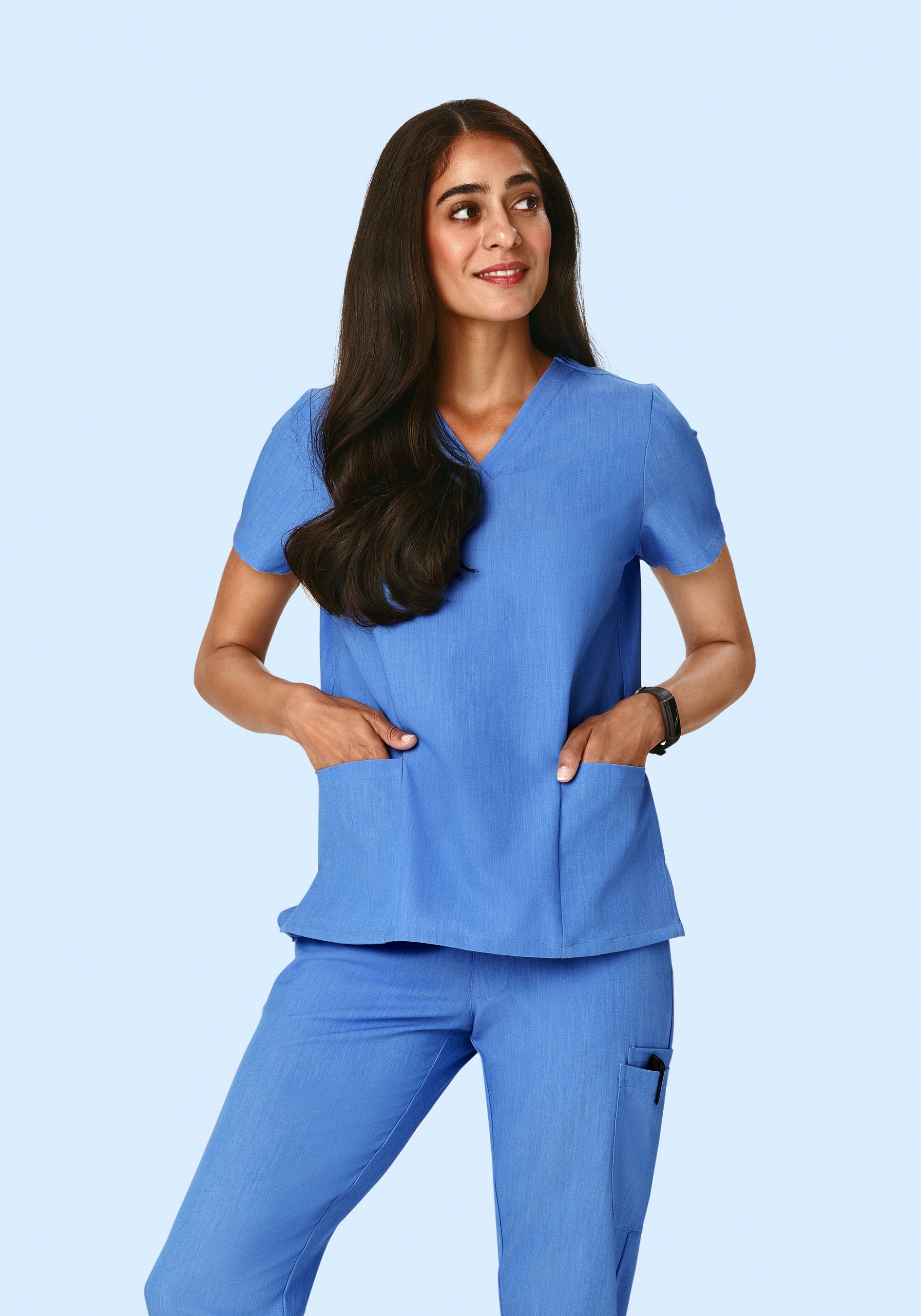 6 Pocket Top Heather Blue