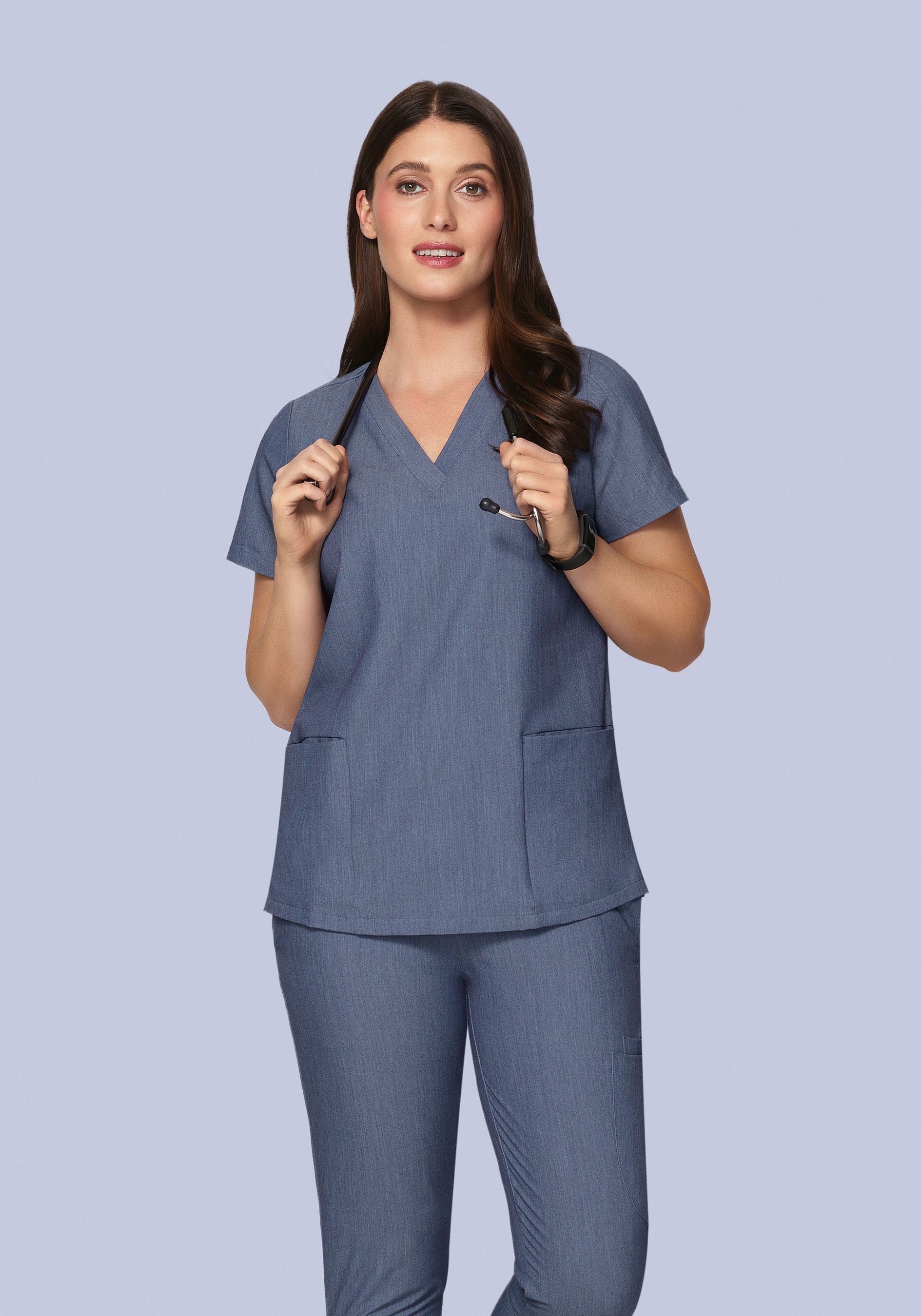 6 Pocket Top Heather Denim