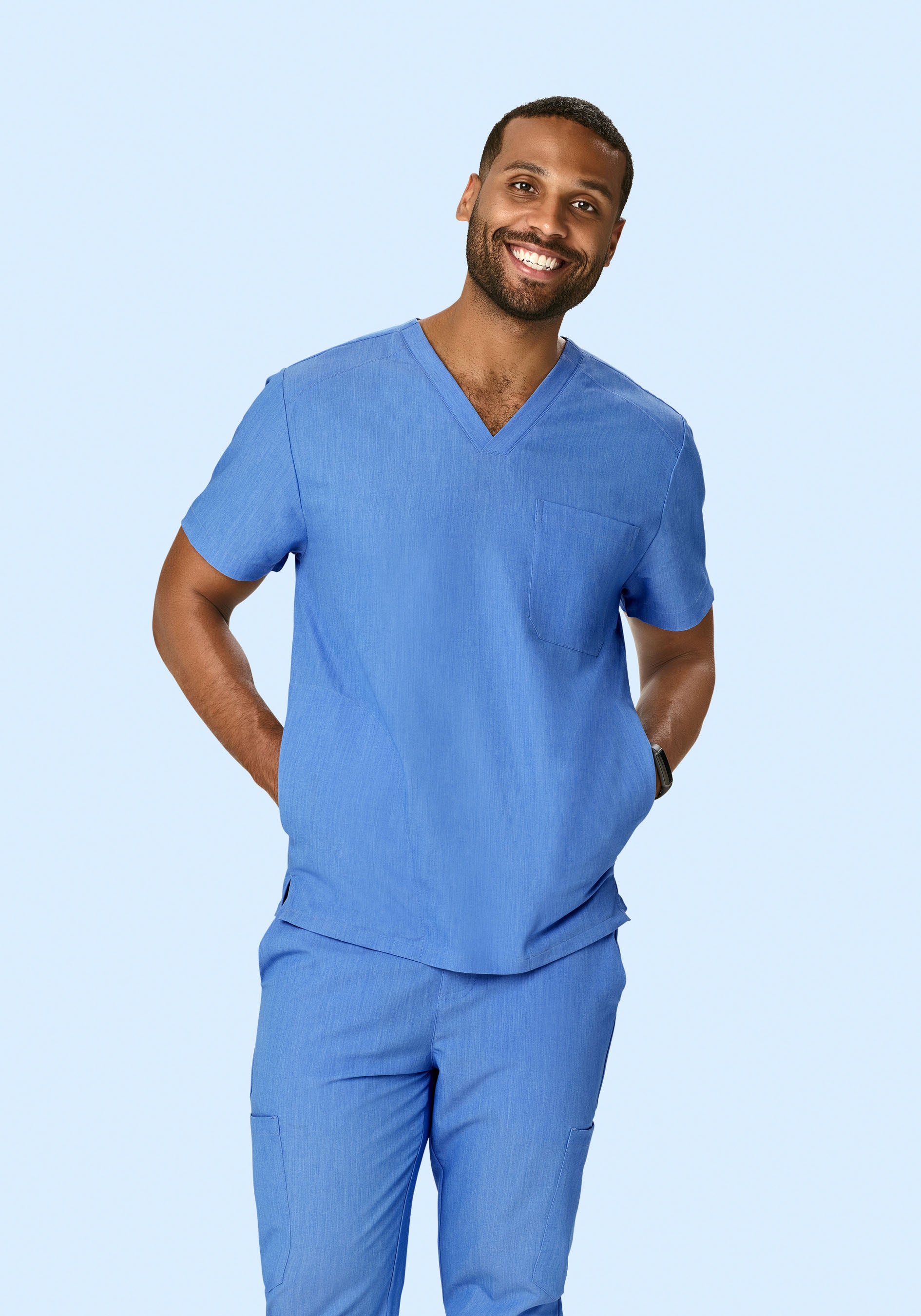 Three Pocket Top Heather Blue