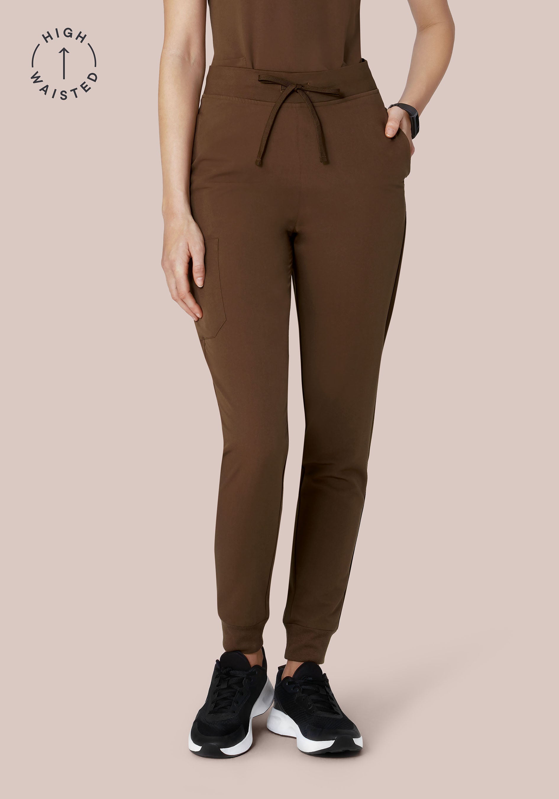High Waisted Joggers Chocolate Brown