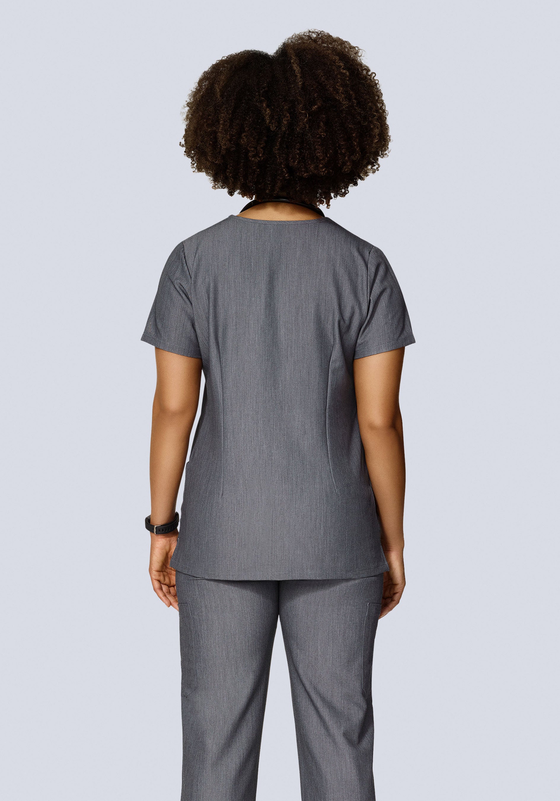 5 Pocket Notch Neck Top Gray