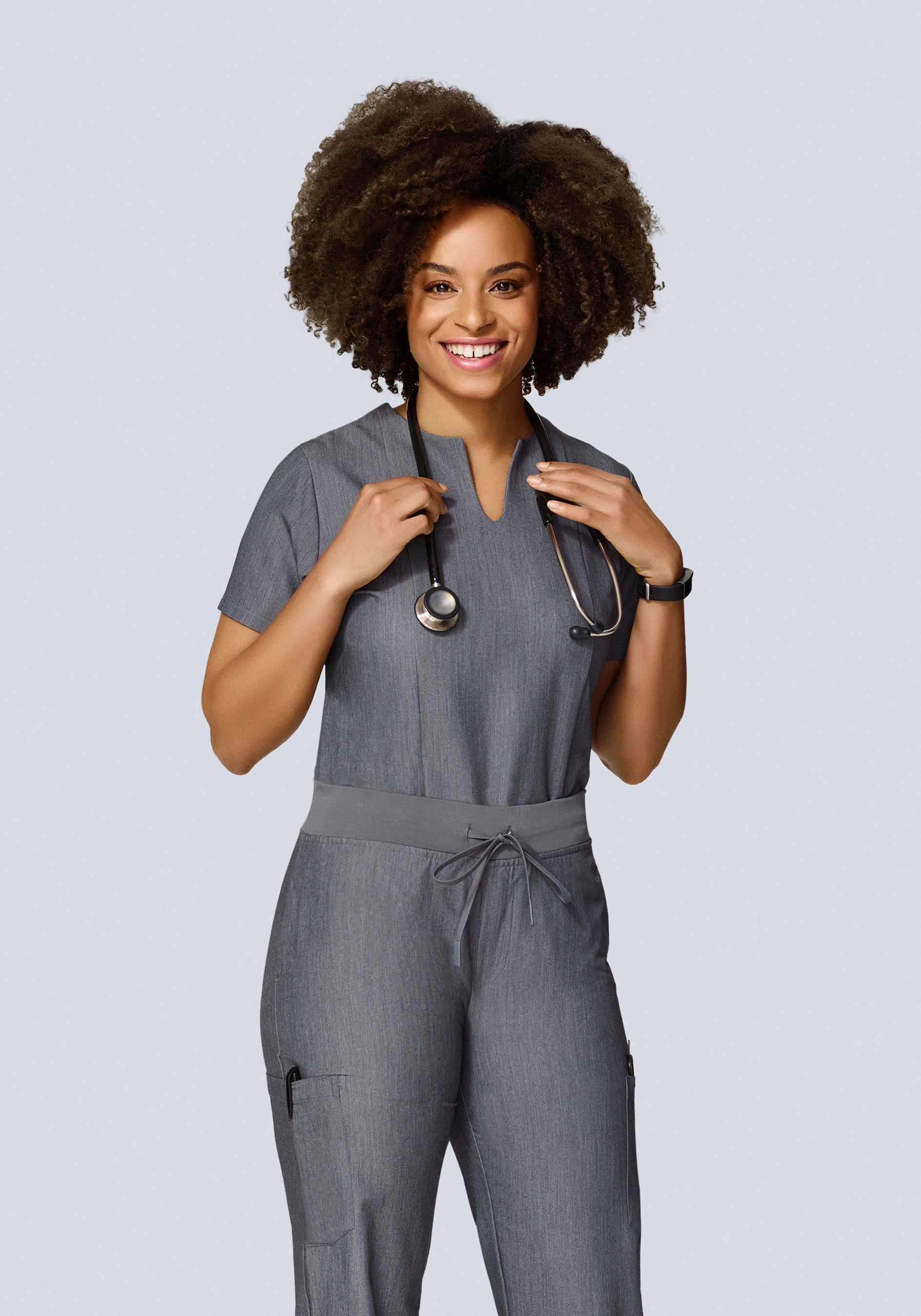 5 Pocket Notch Neck Top Gray