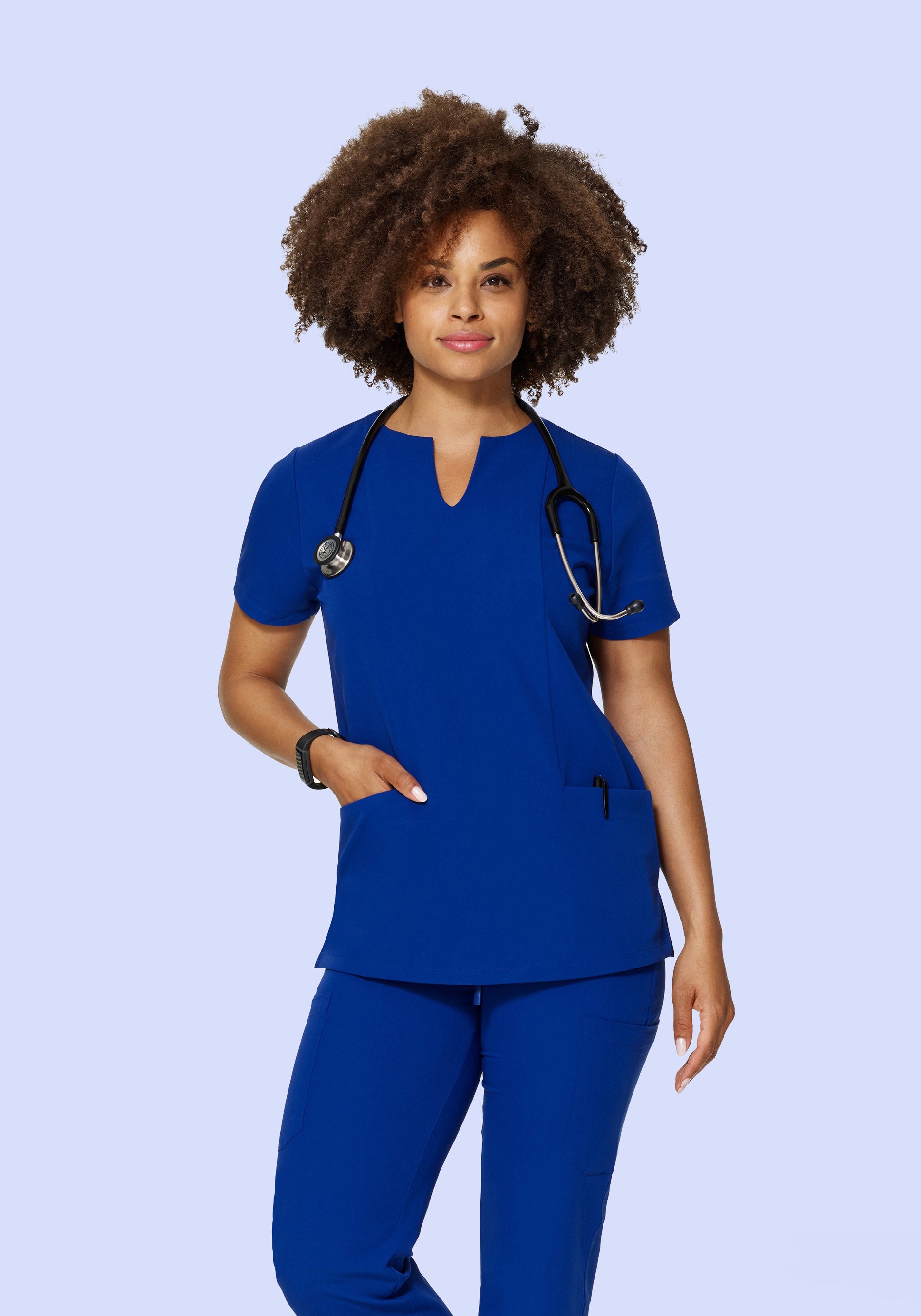 5 Pocket Notch Neck Top Galaxy Blue