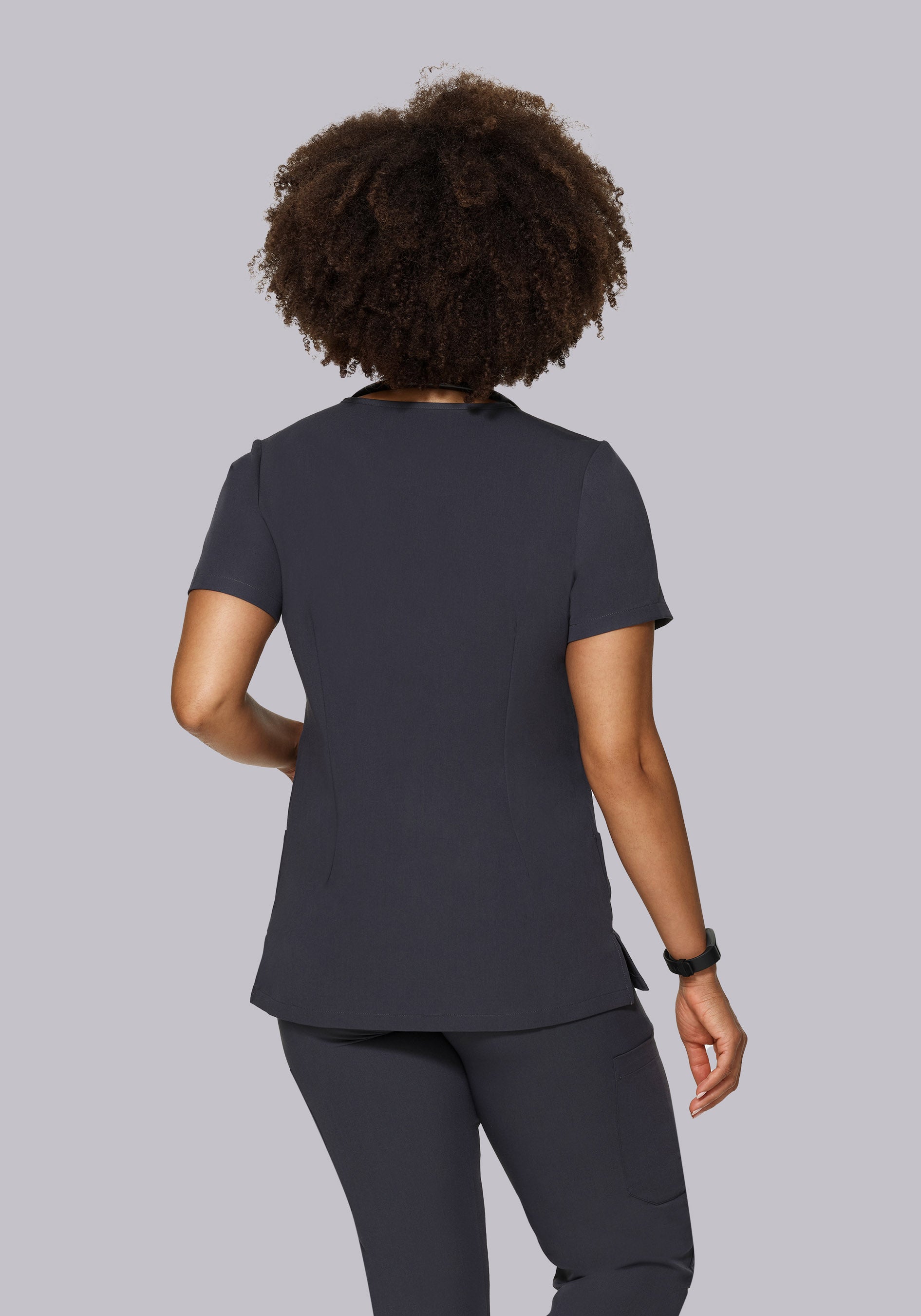 5 Pocket Notch Neck Top Pewter