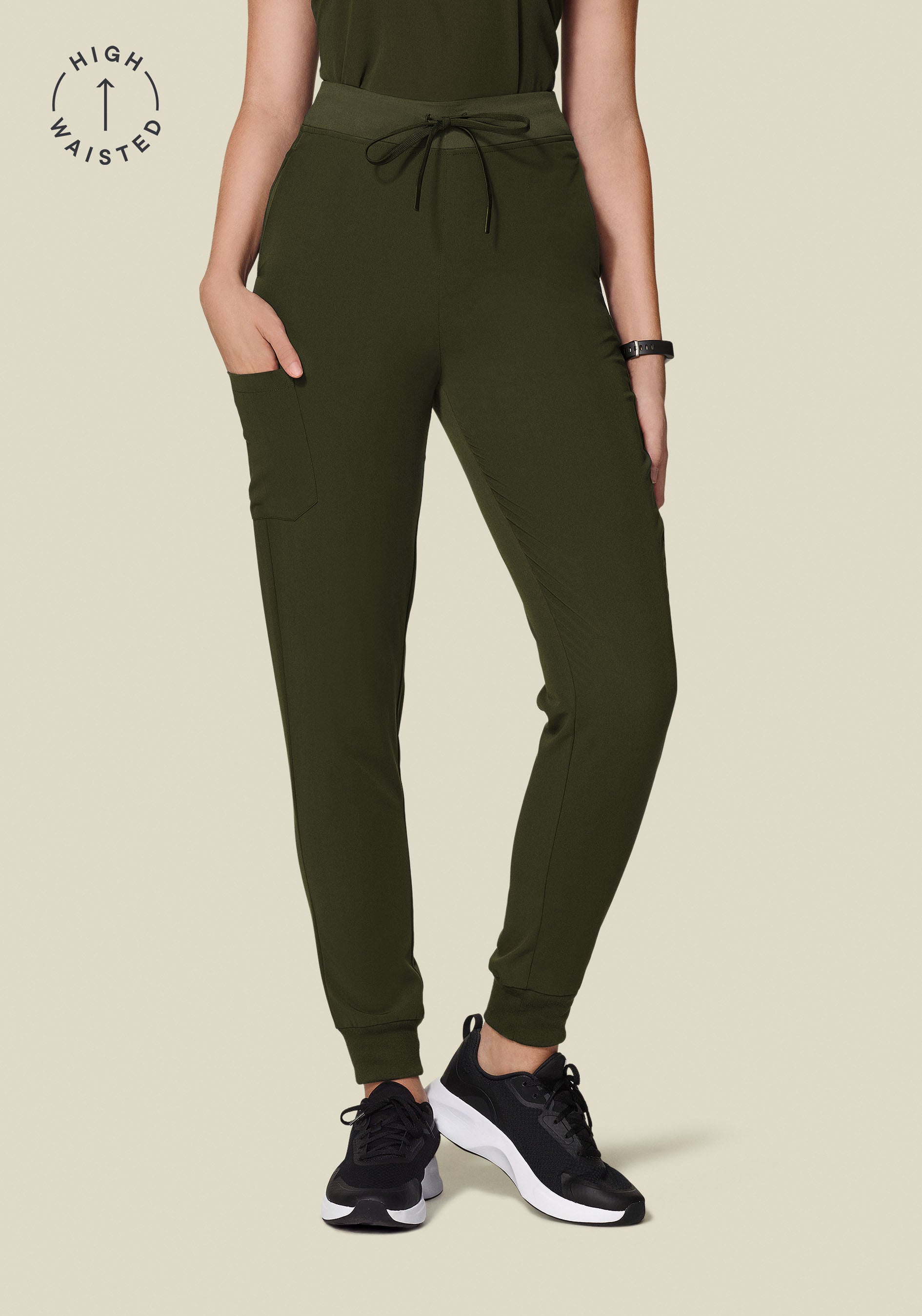 Mandala Women's High Waisted Jogger Scrub Pants - Olive - XL