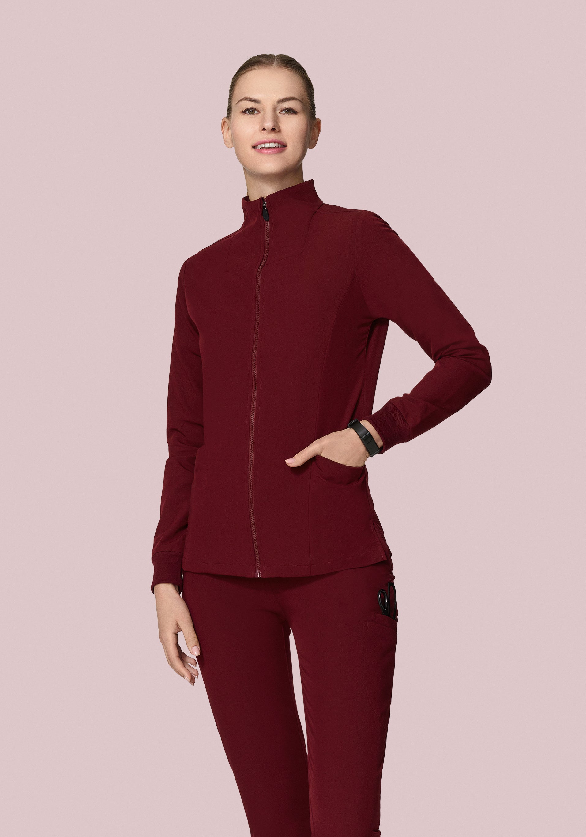Women's Modern Scrub Jacket Wine