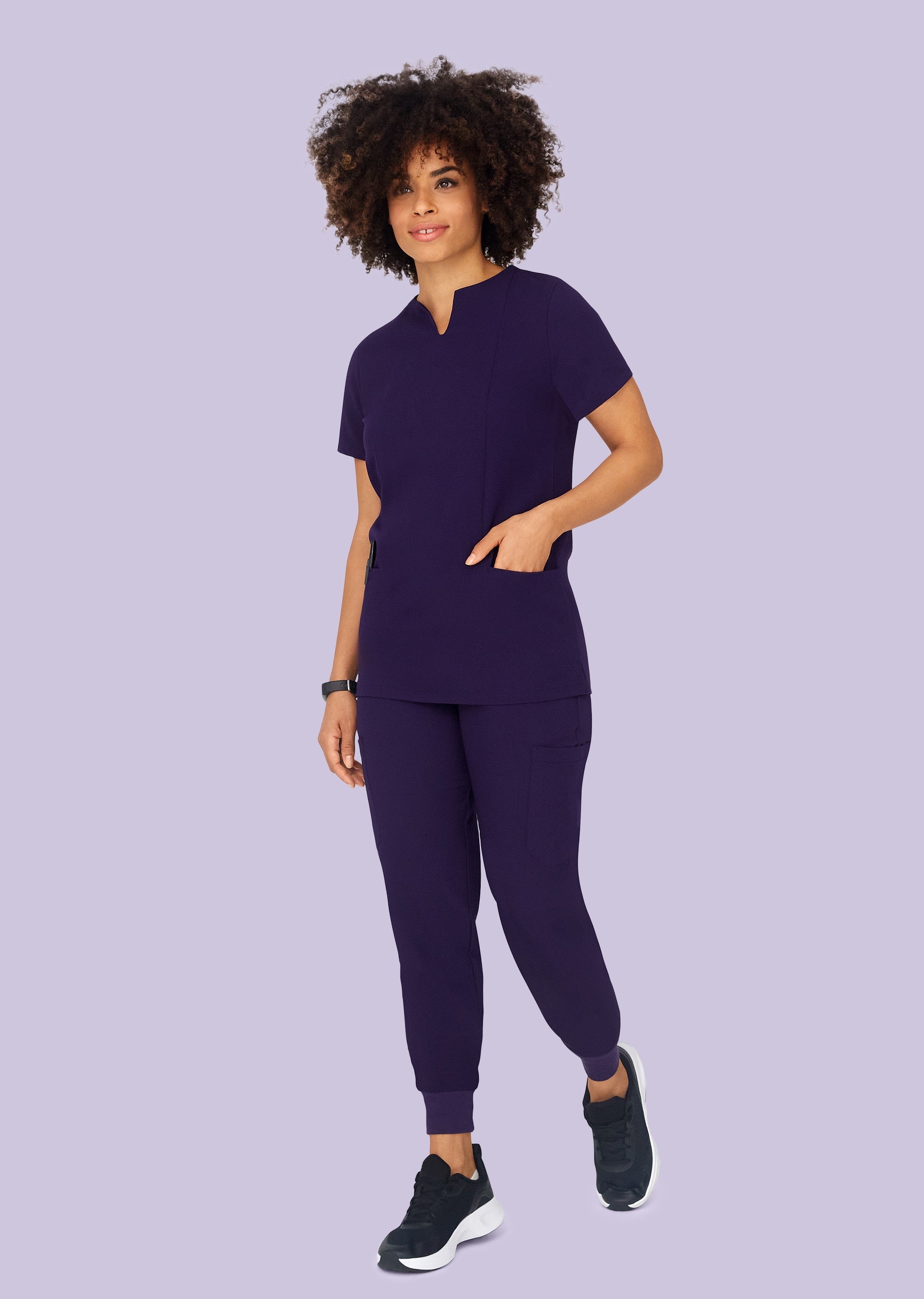5 Pocket Notch Neck Top Eggplant