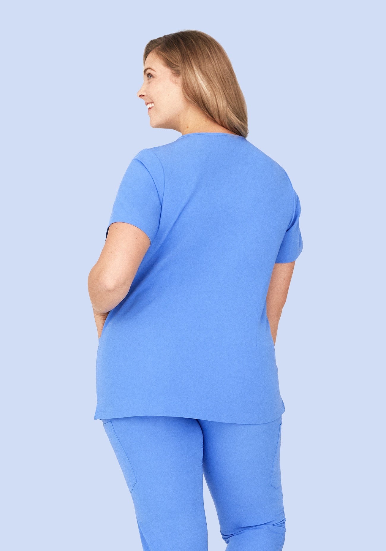 5 Pocket Notch Neck Top Ceil Blue