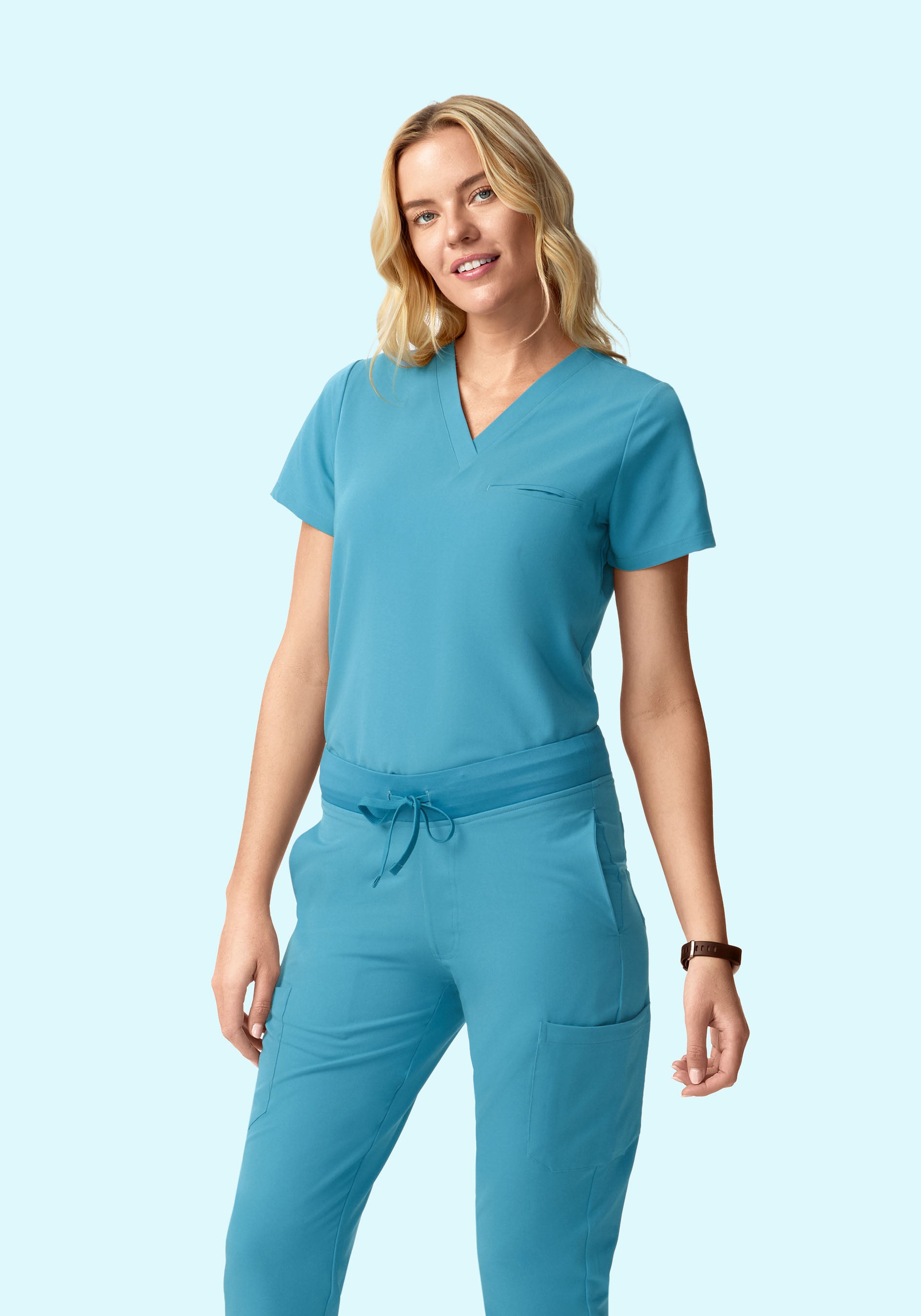 Women's V-Neck 1-Pocket Scrub Top - Wave | Mandala Scrubs