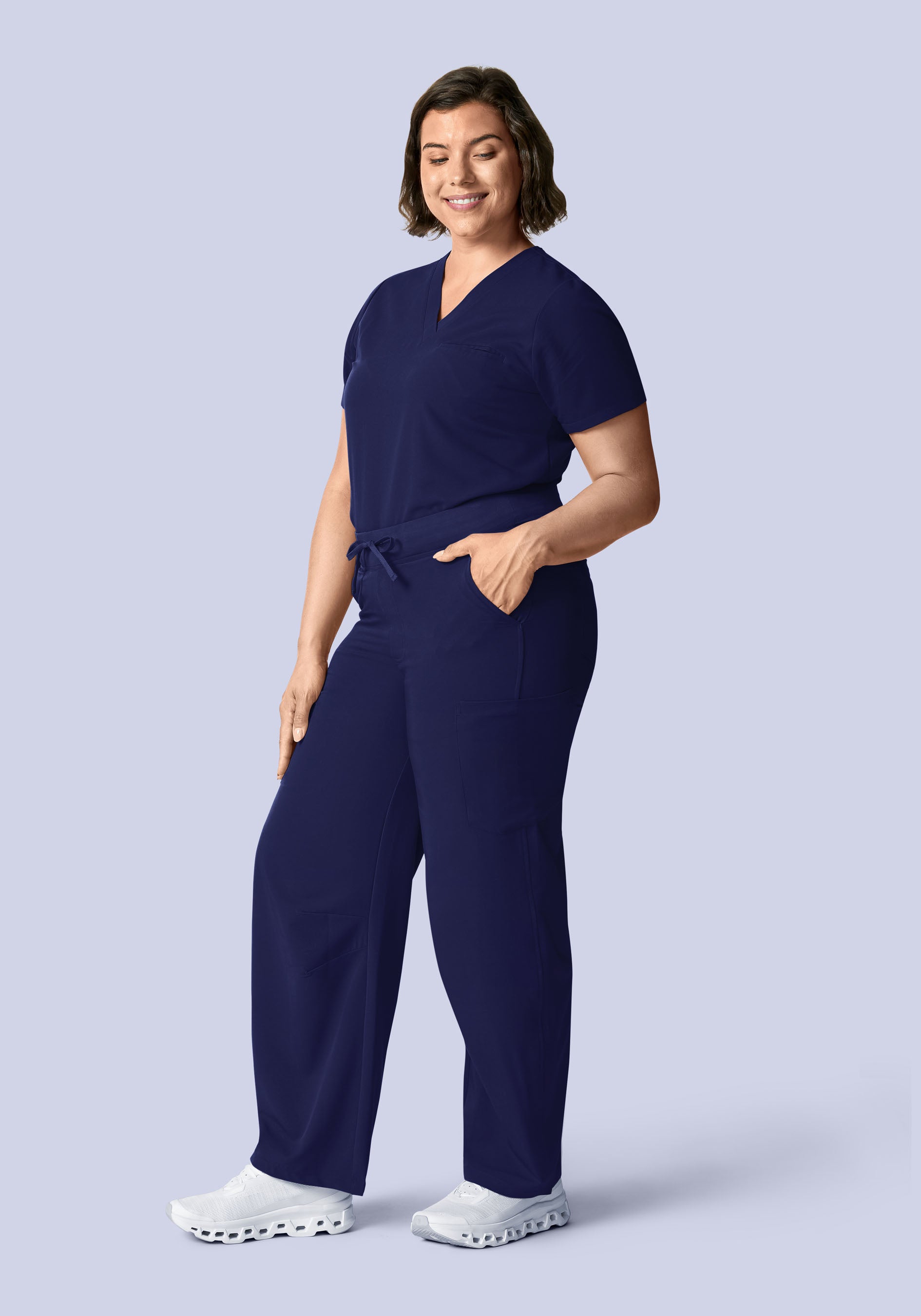 Mid-Rise Barrel Pants Navy