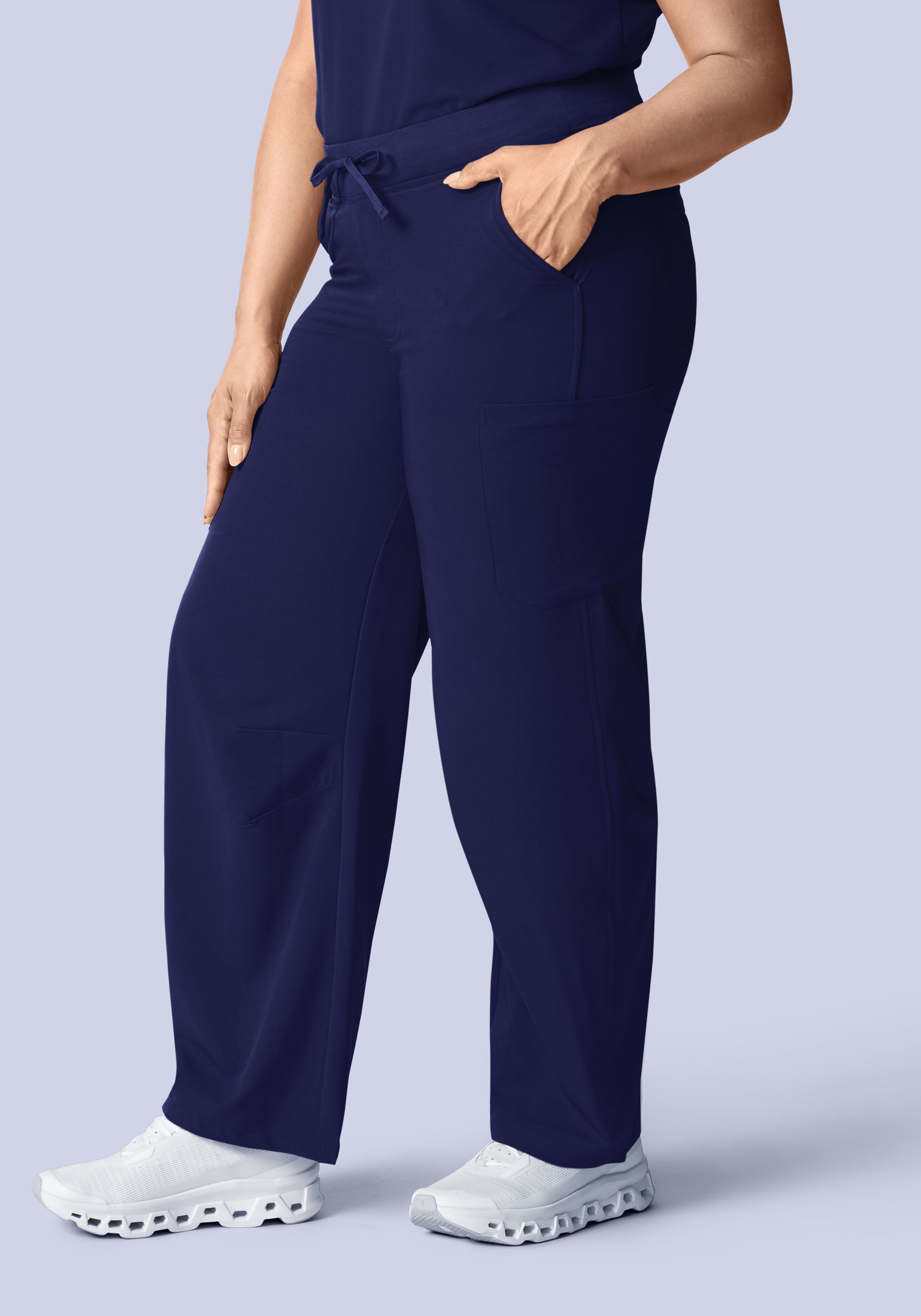 Mid-Rise Barrel Pants Navy