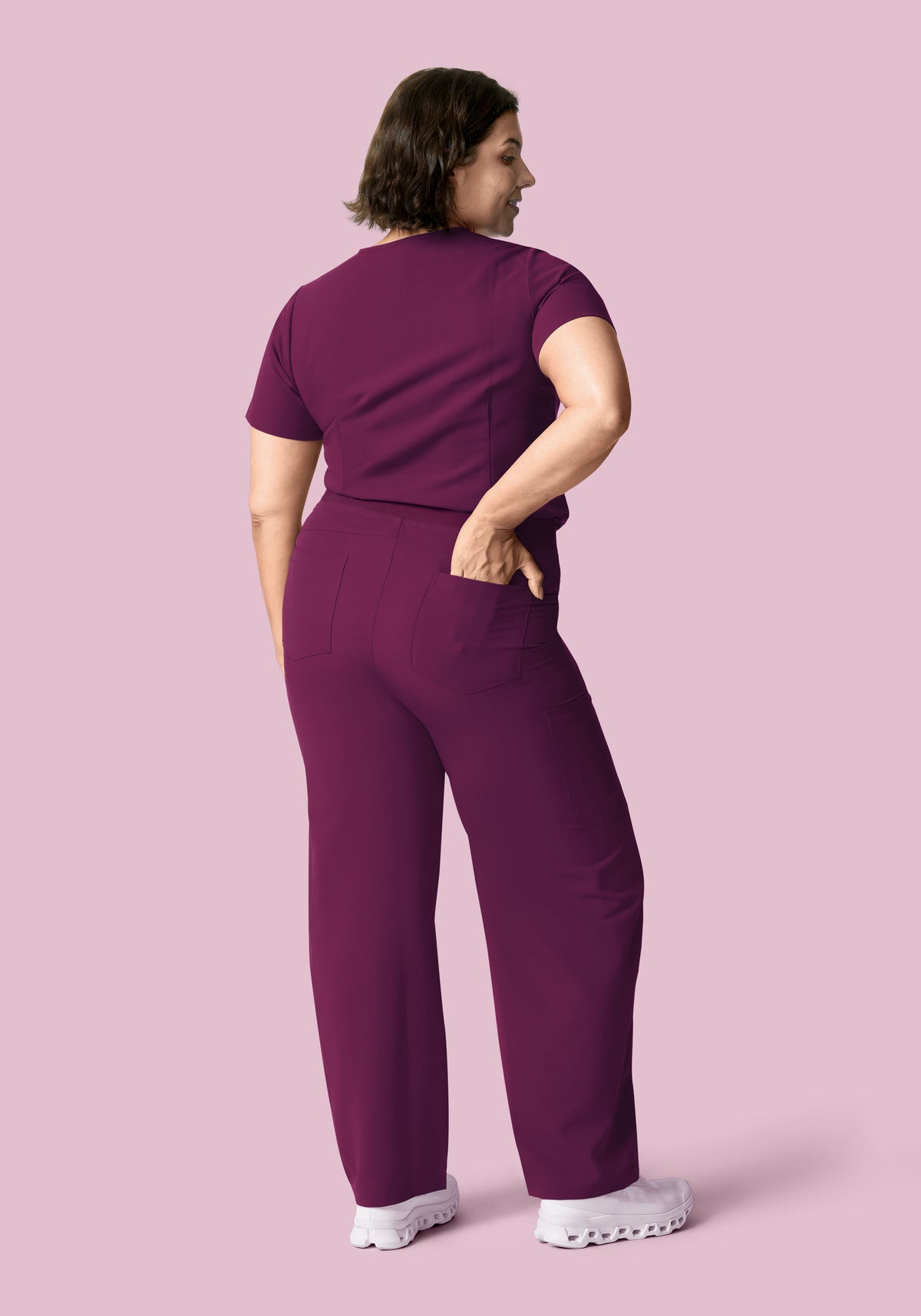 Mid-Rise Barrel Pants Plum