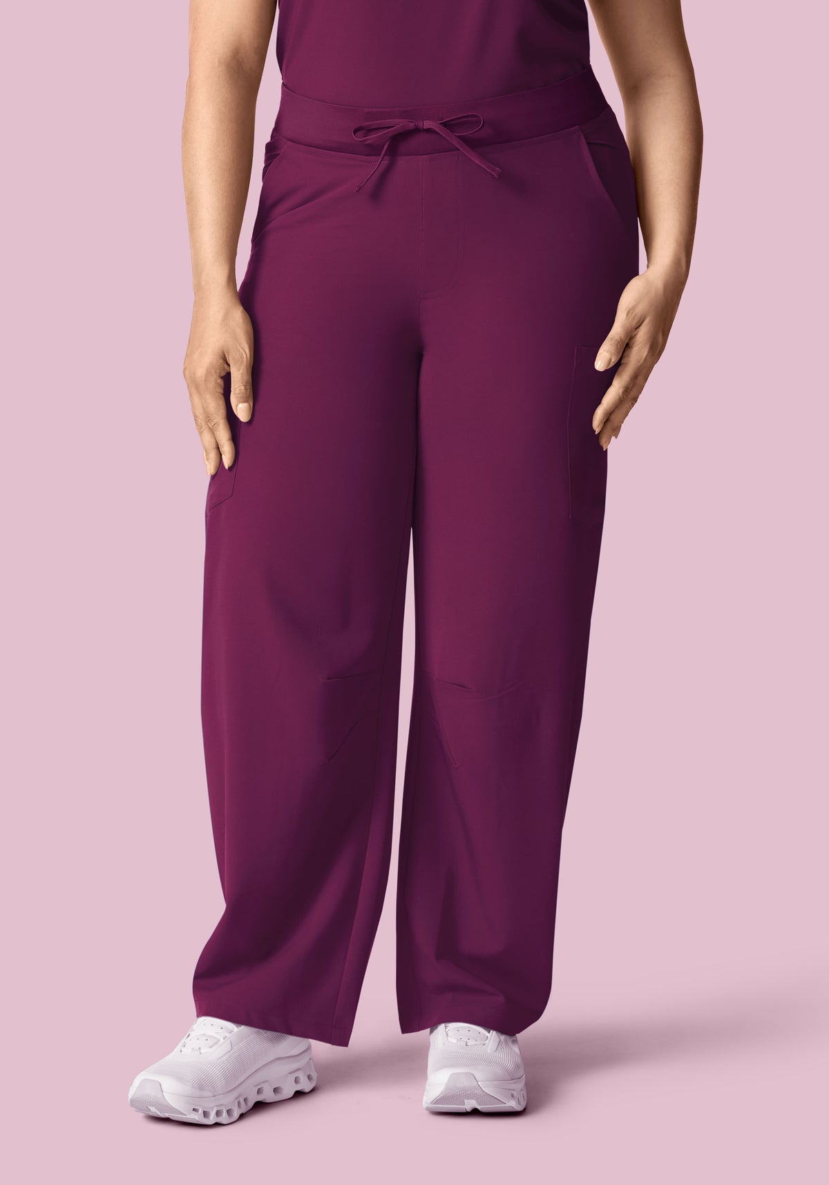 Mid-Rise Barrel Pants Plum