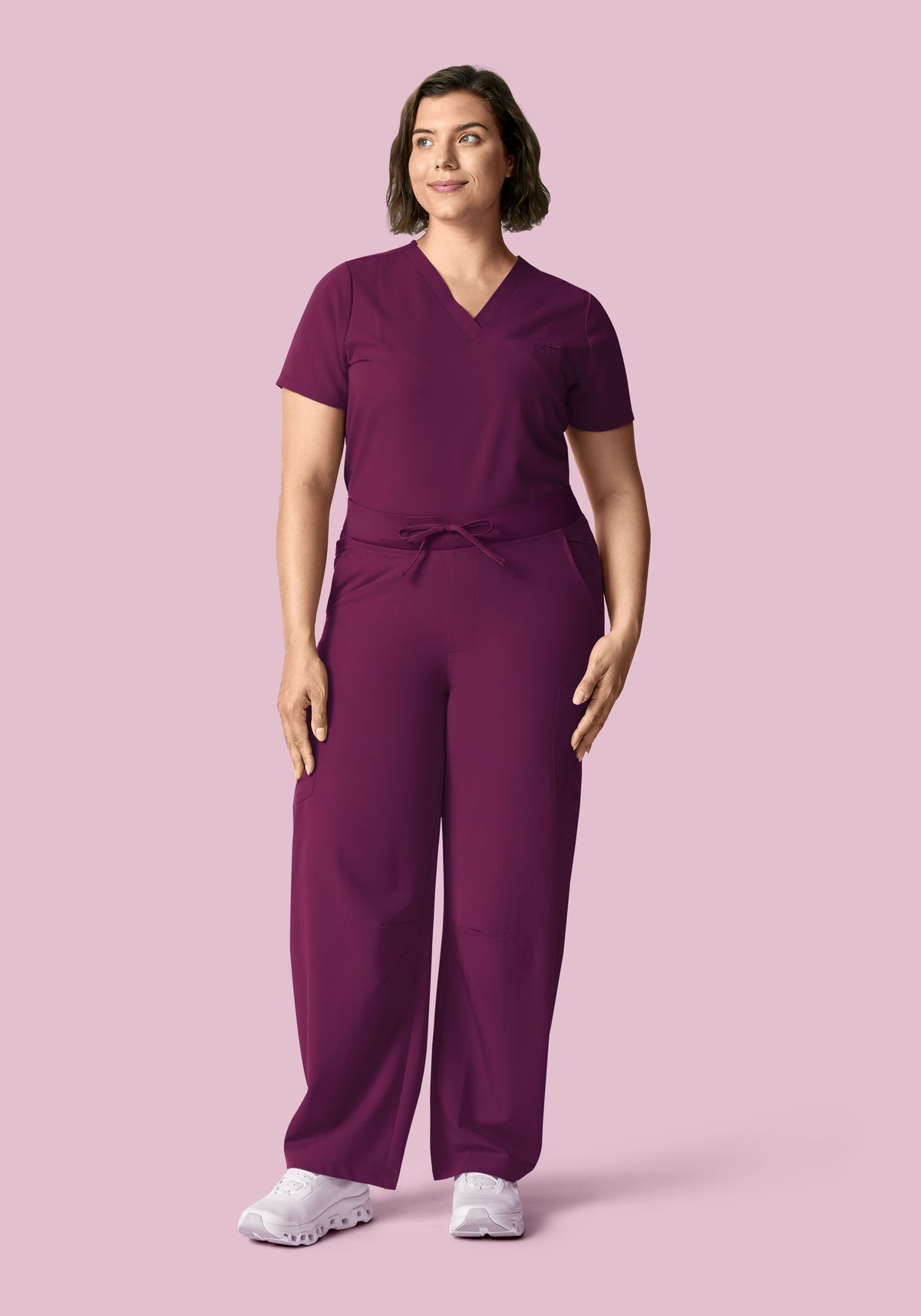 Mid-Rise Barrel Pants Plum