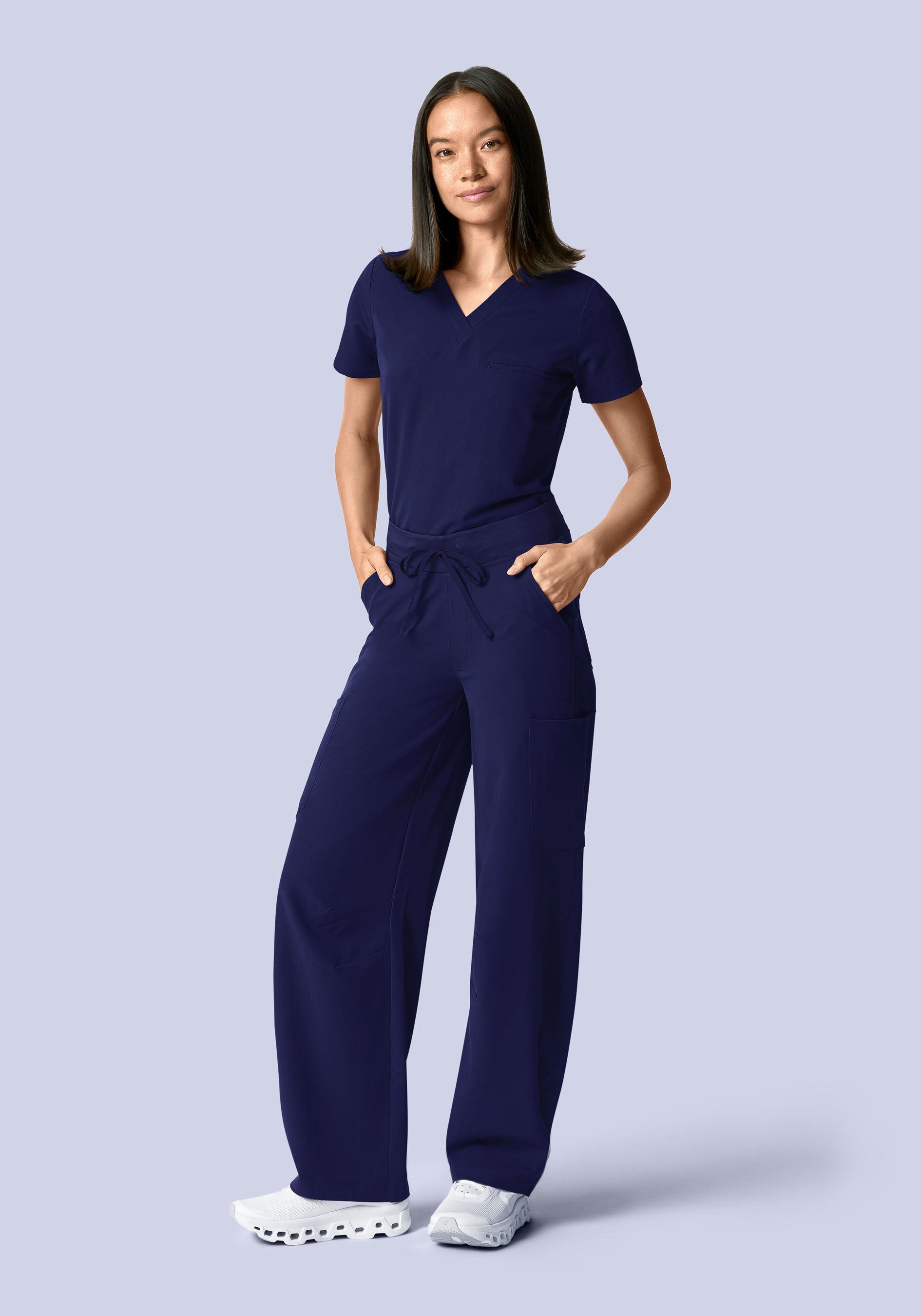 Mid-Rise Barrel Pants Navy