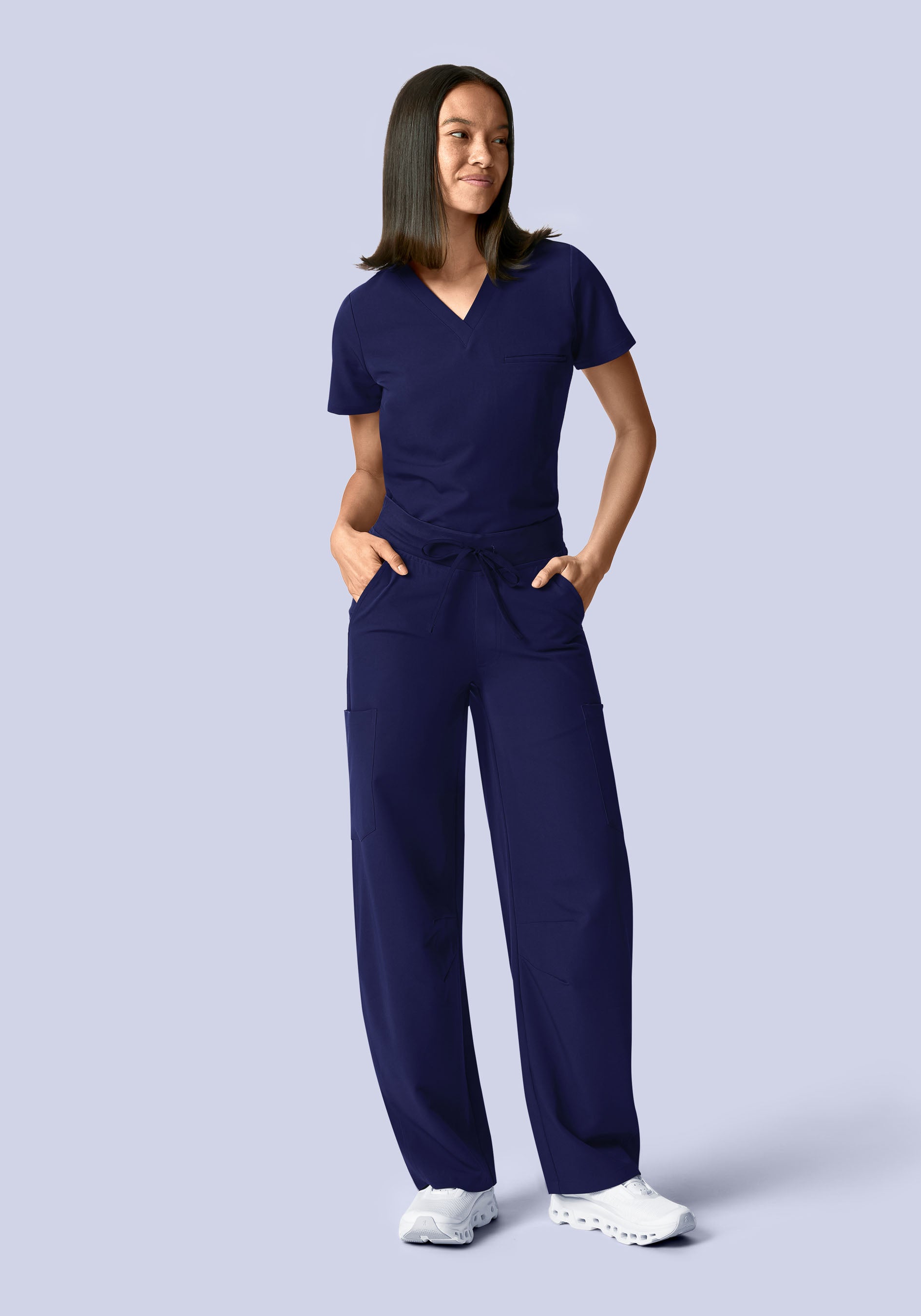 Mid-Rise Barrel Pants Navy