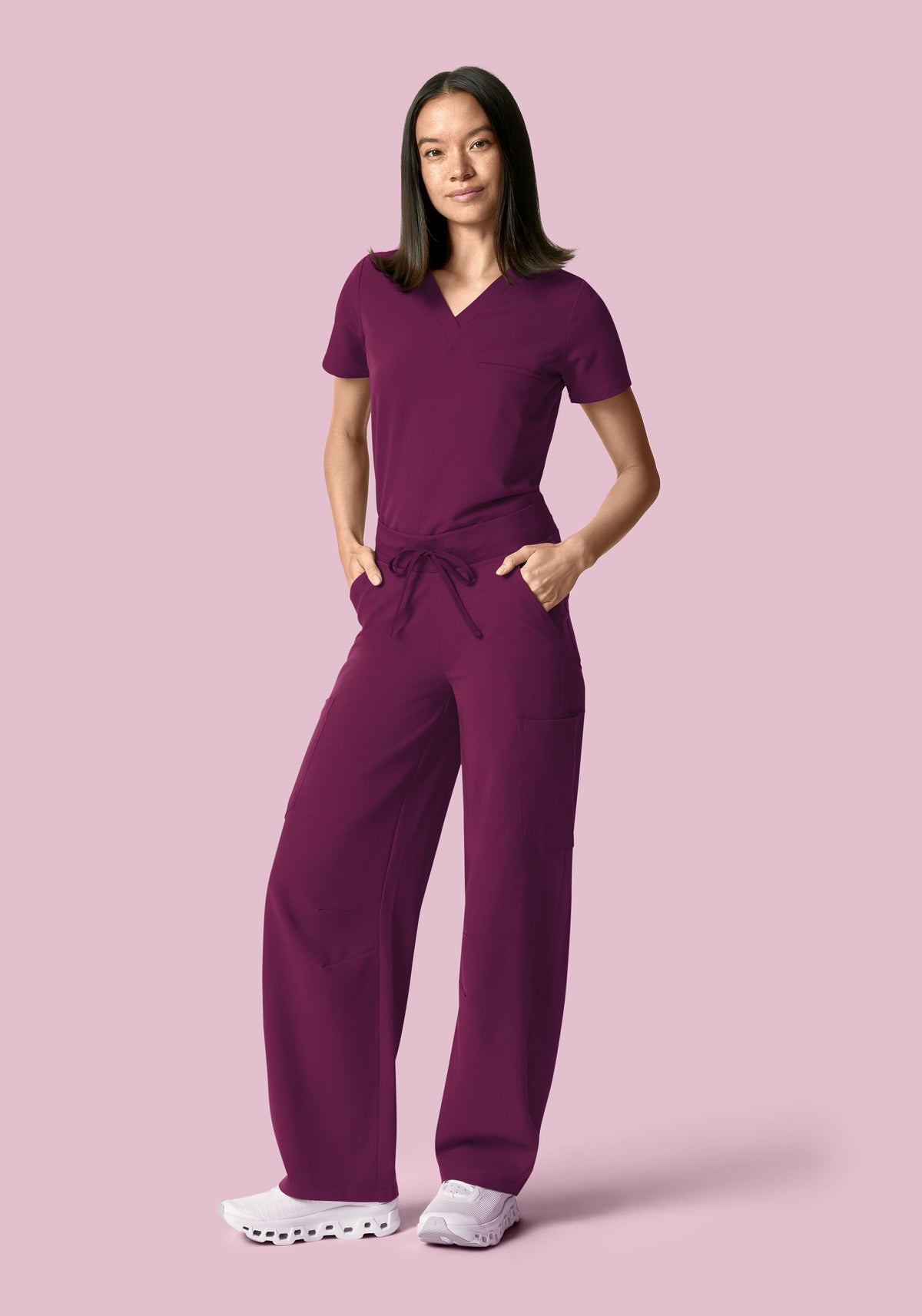 Mid-Rise Barrel Pants Plum