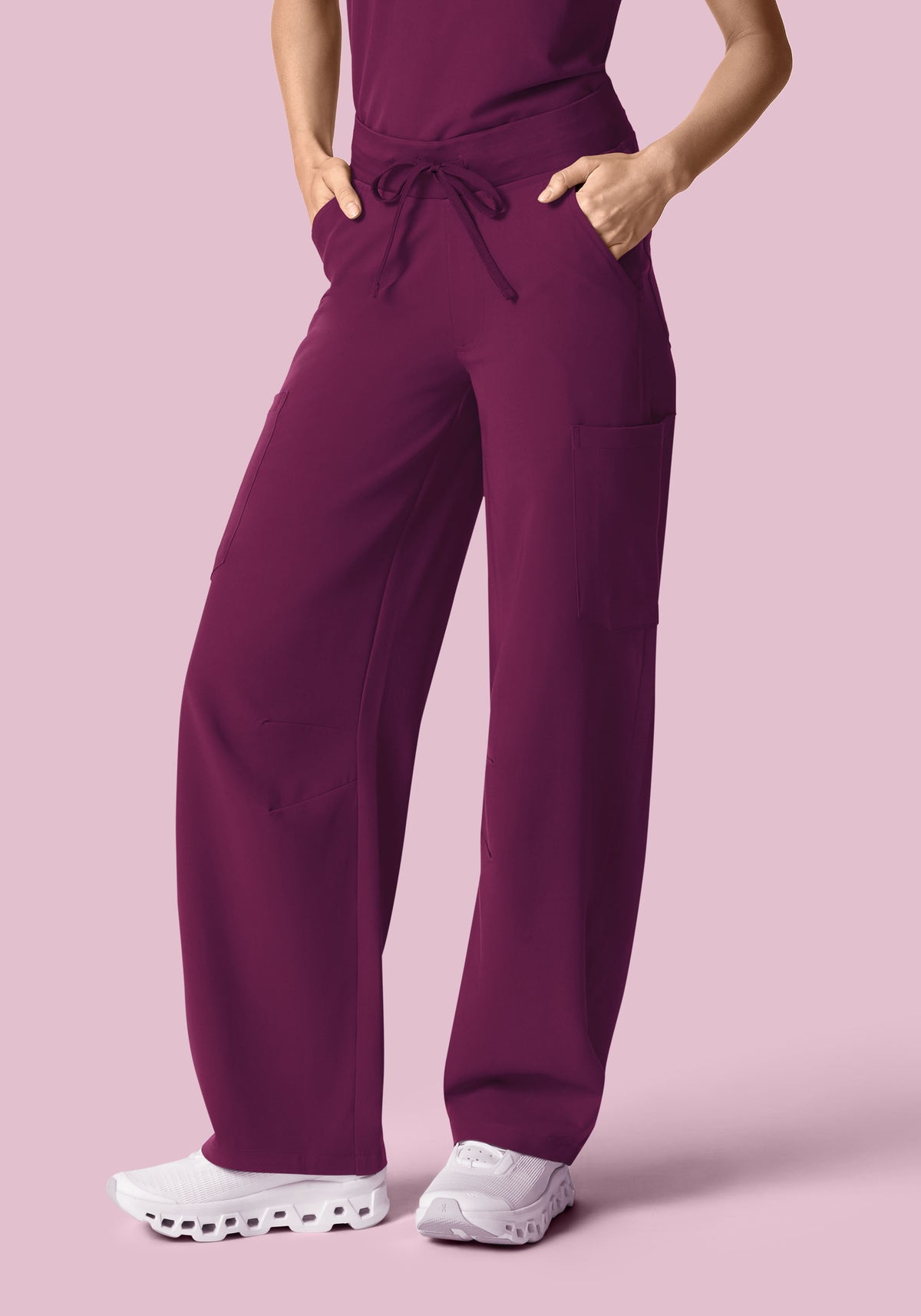 Mid-Rise Barrel Pants Plum