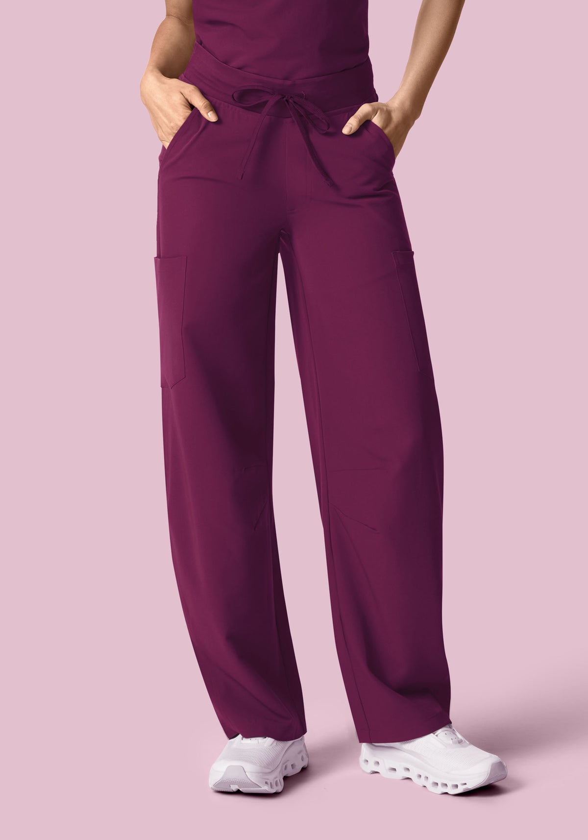 Mid-Rise Barrel Pants Plum