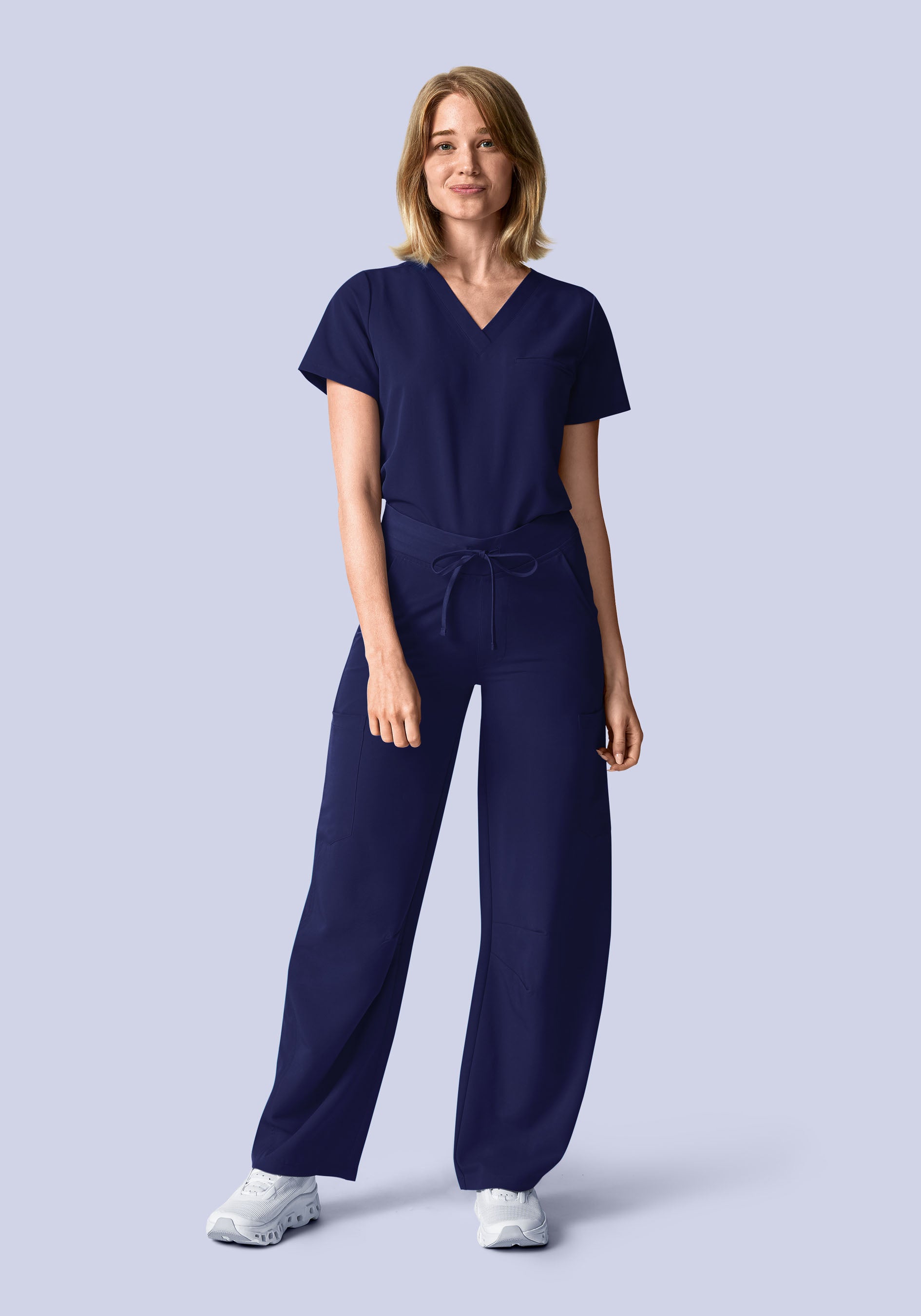 Mid-Rise Barrel Pants Navy