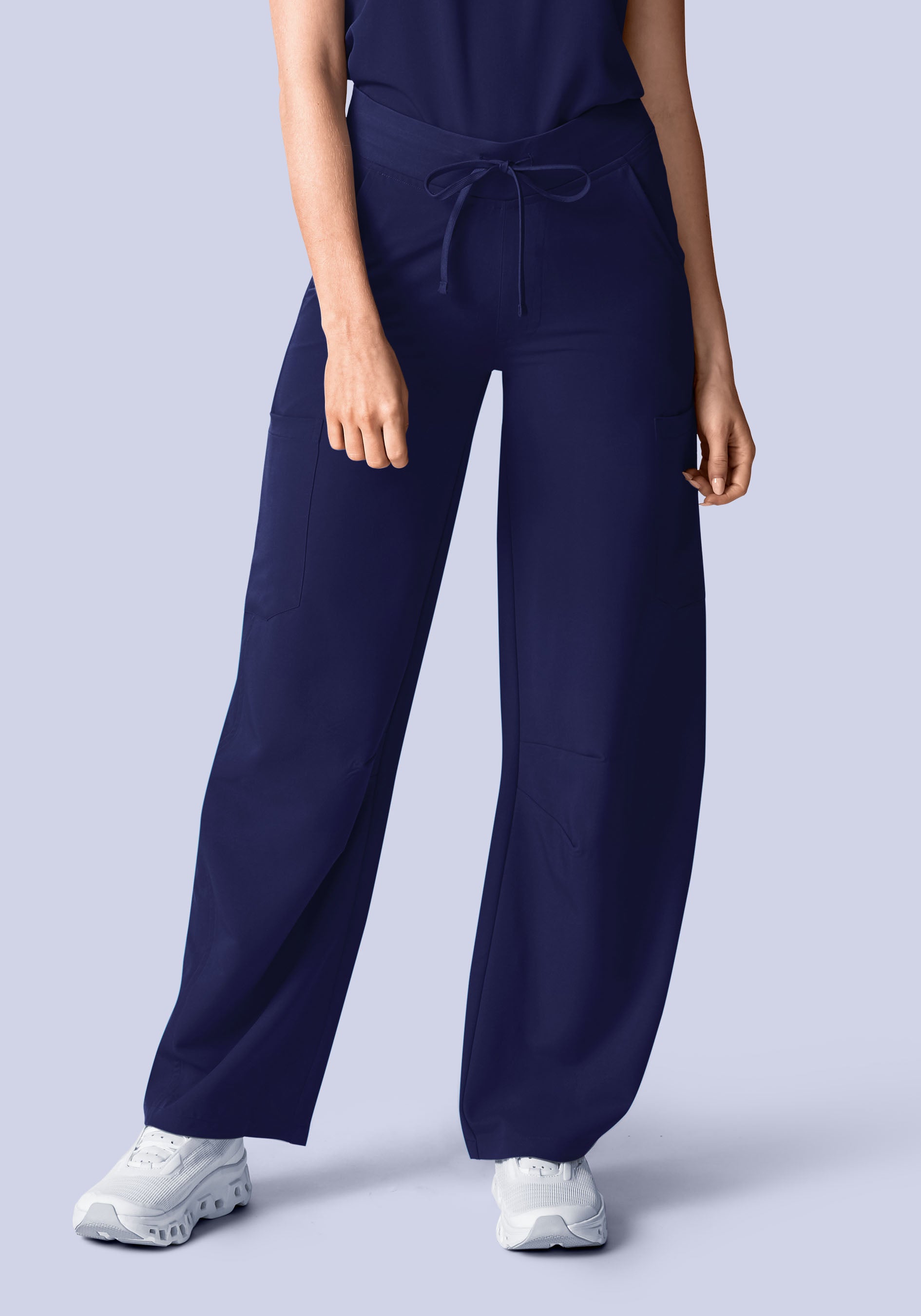 Mid-Rise Barrel Pants Navy