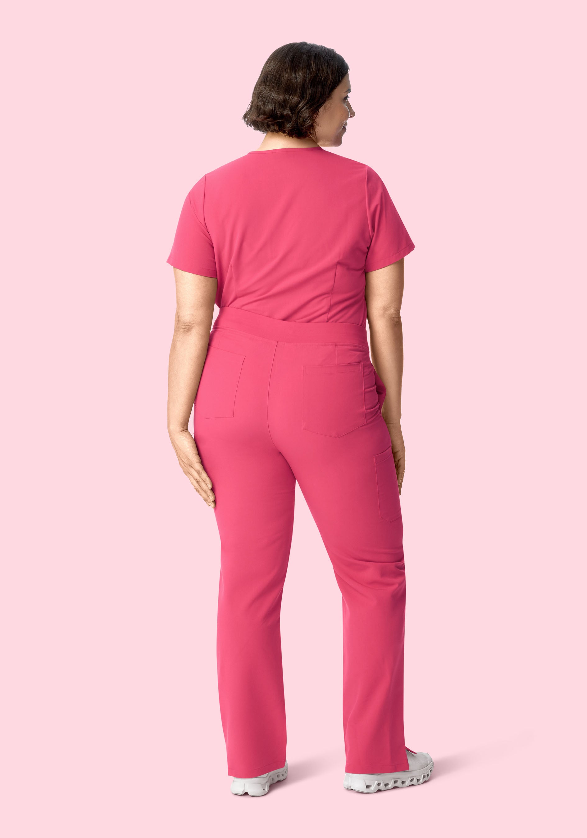 Women's Mid-Rise Straight Leg Cargo Scrub Pants - Carmine