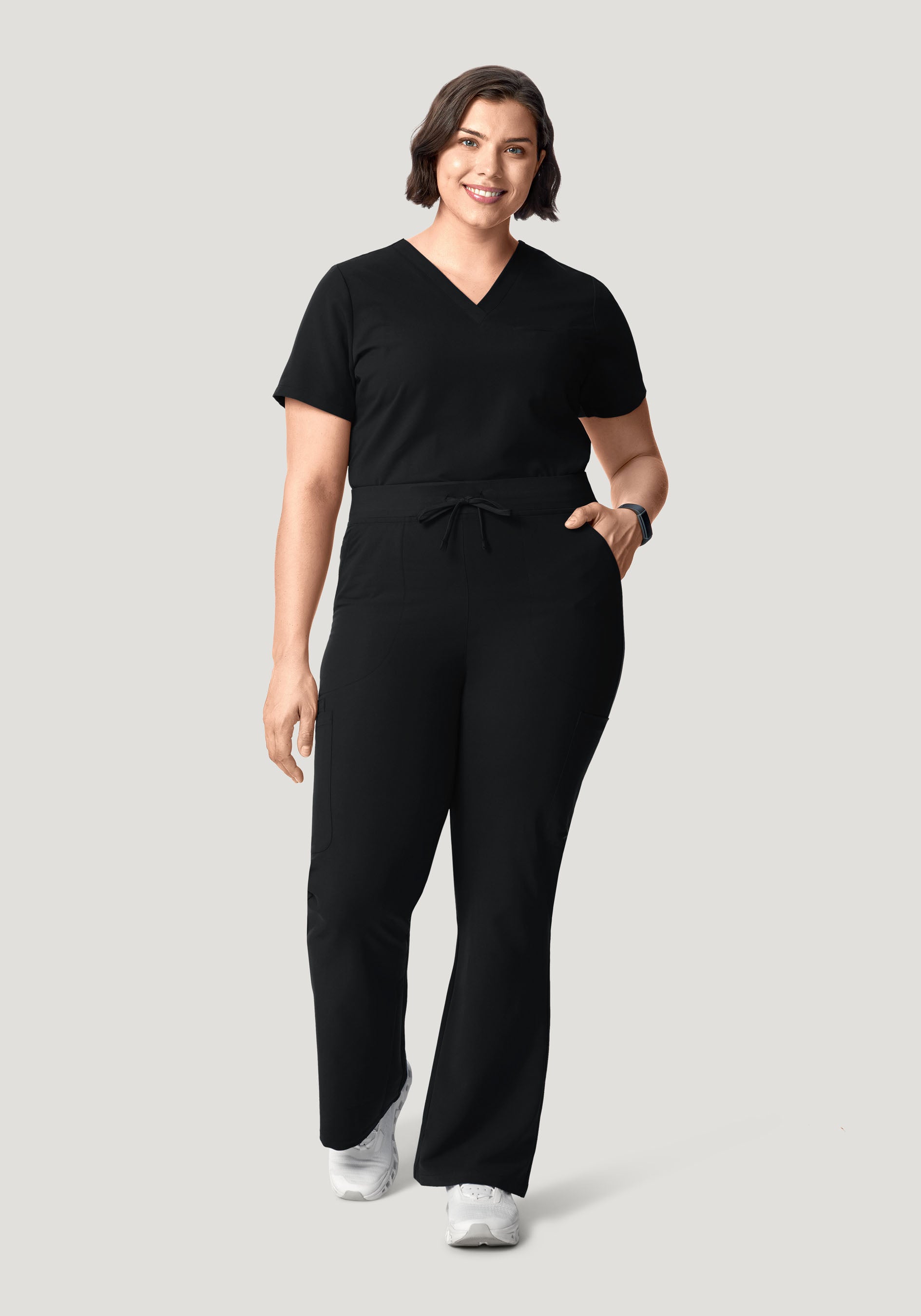 Women's High Waisted Flare Leg Scrub Pants - Black | Mandala Scrubs