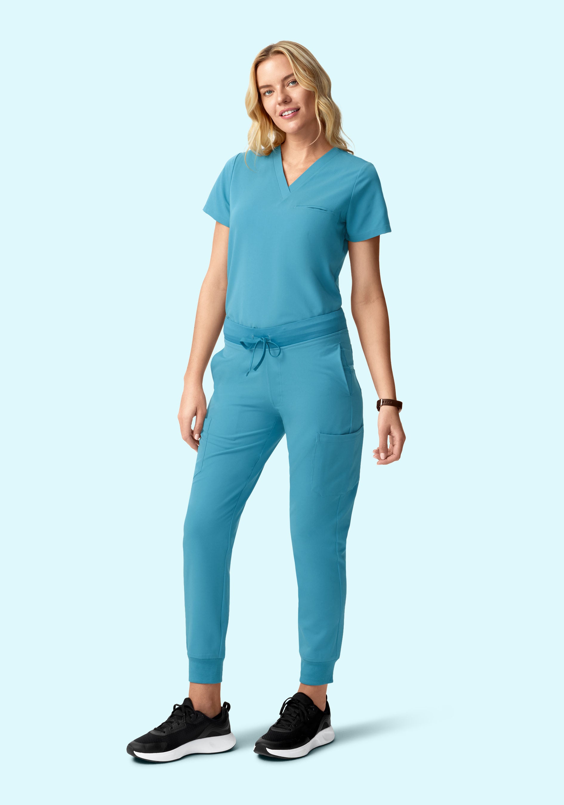 Women's Mid-Rise 9-Pocket Jogger Scrub Pants - Wave | Mandala Scrubs