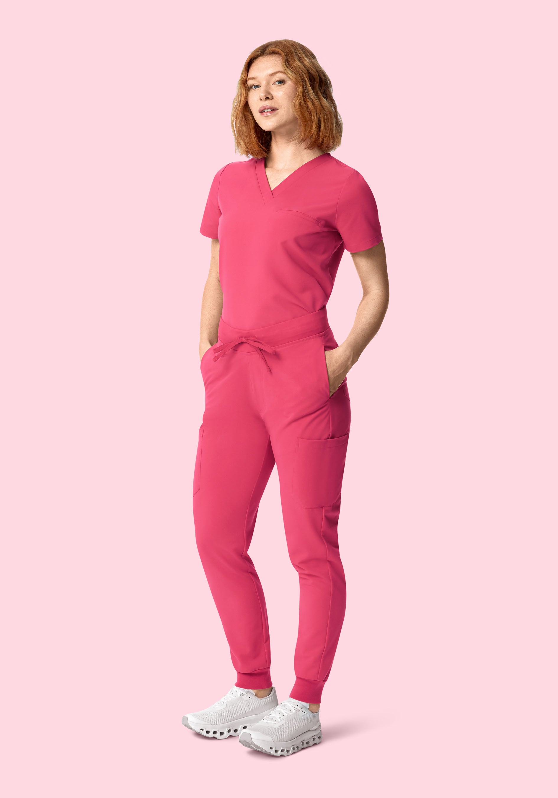 Women's Mid-Rise 9-Pocket Jogger Scrub Pants - Carmine | Mandala