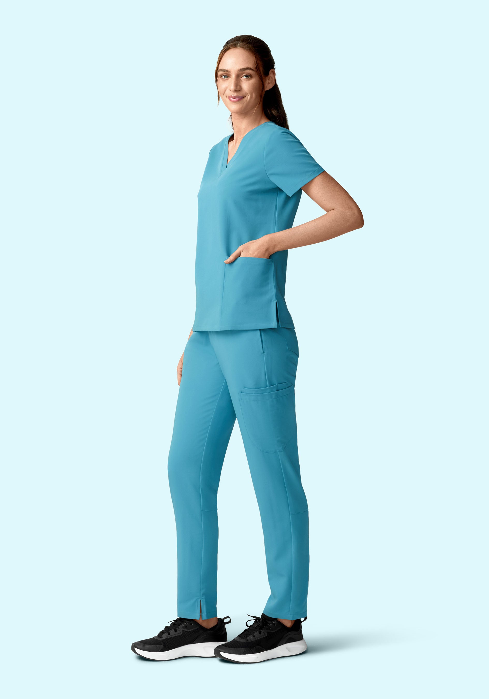 Women's V-Neck 6-Pocket Scrub Top - Wave | Mandala Scrubs
