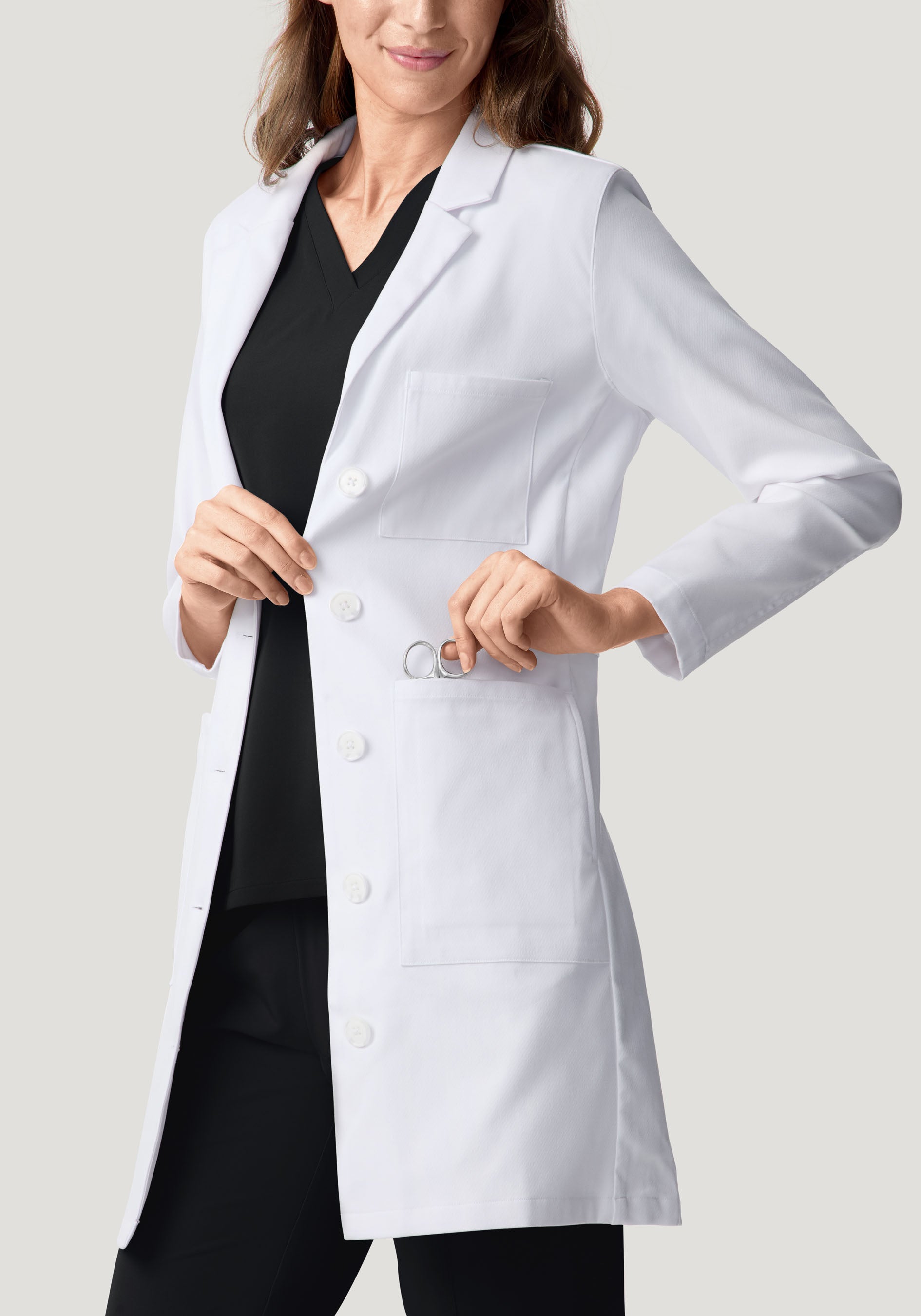 Women's Long Lab Coat - White | Mandala Scrubs