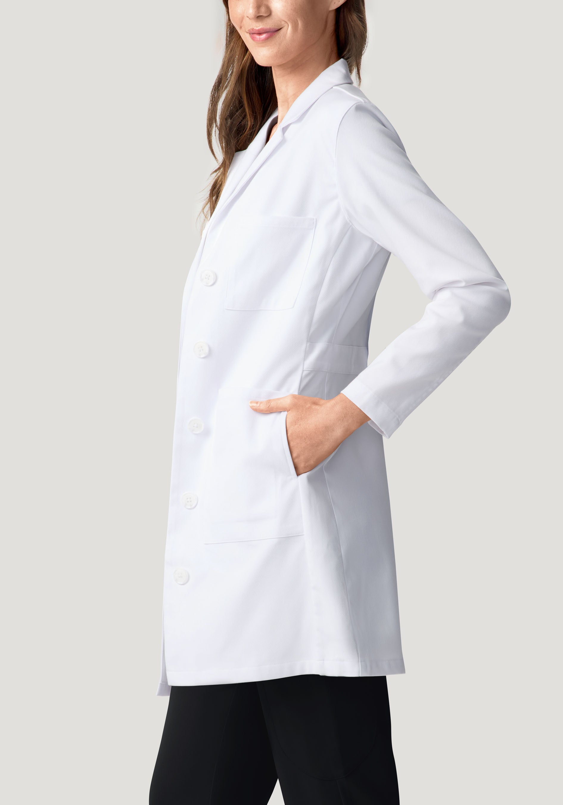 Women's Long Lab Coat - White | Mandala Scrubs