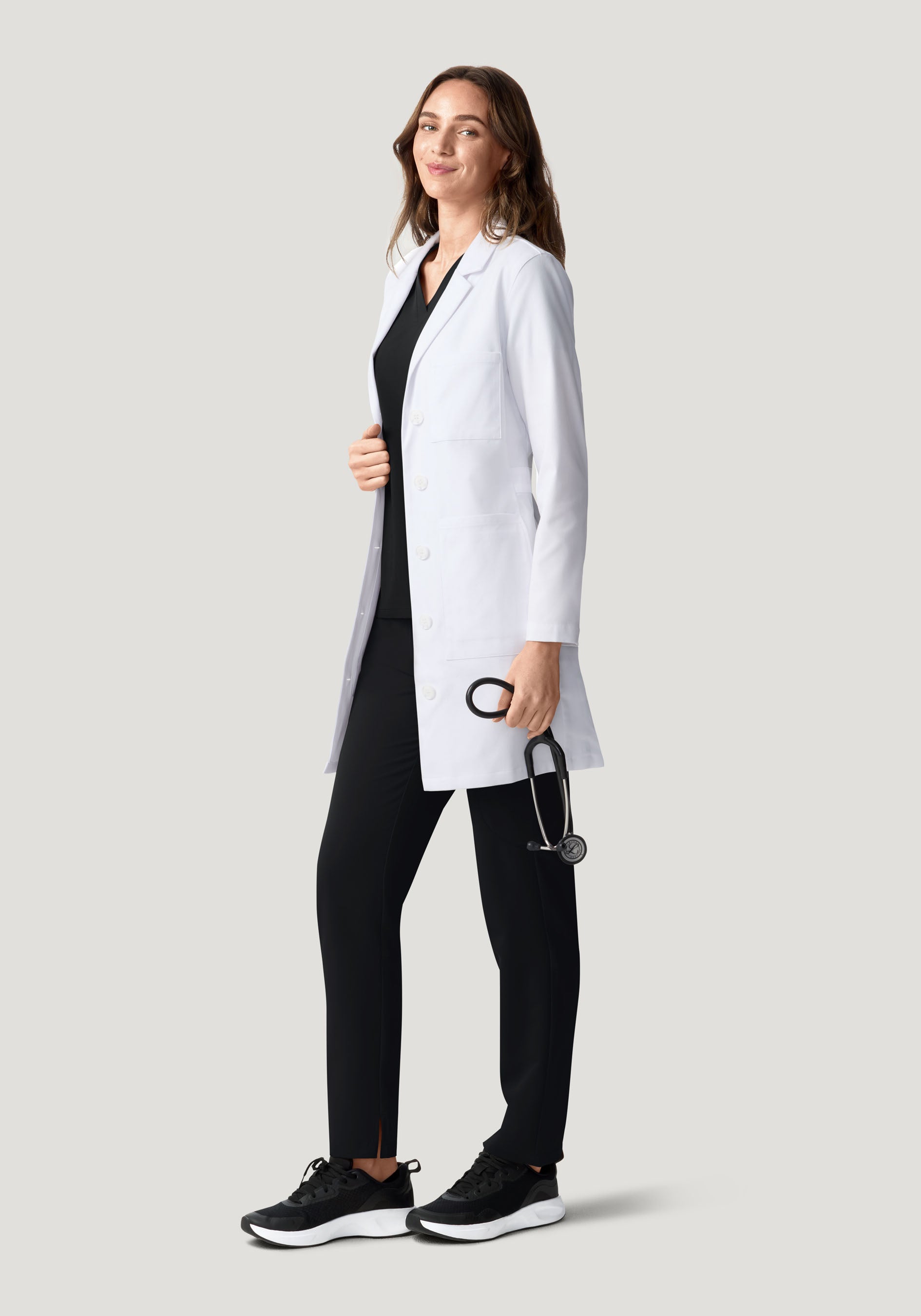Women's Long Lab Coat - White | Mandala Scrubs