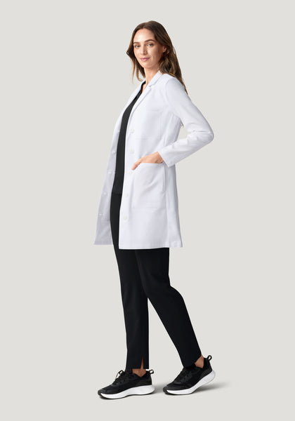 Women's Long Lab Coat - White | Mandala Scrubs
