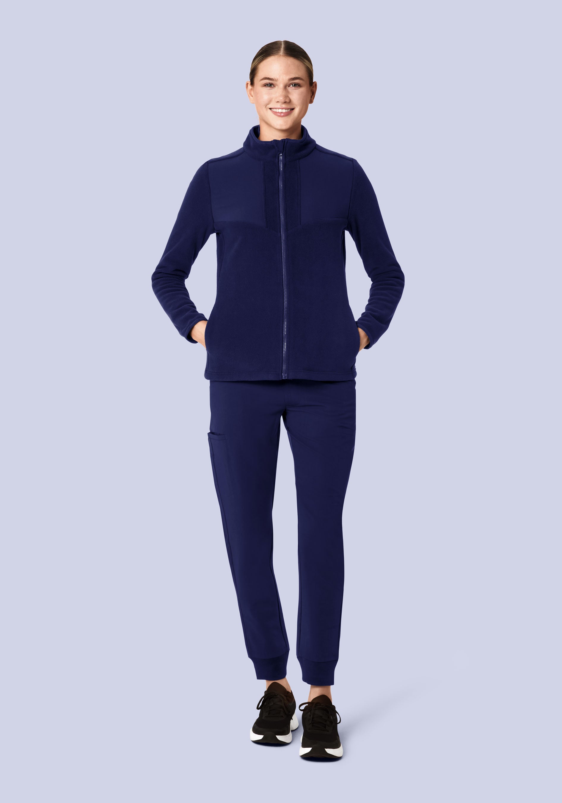 Women's Fleece Scrub Jacket Navy