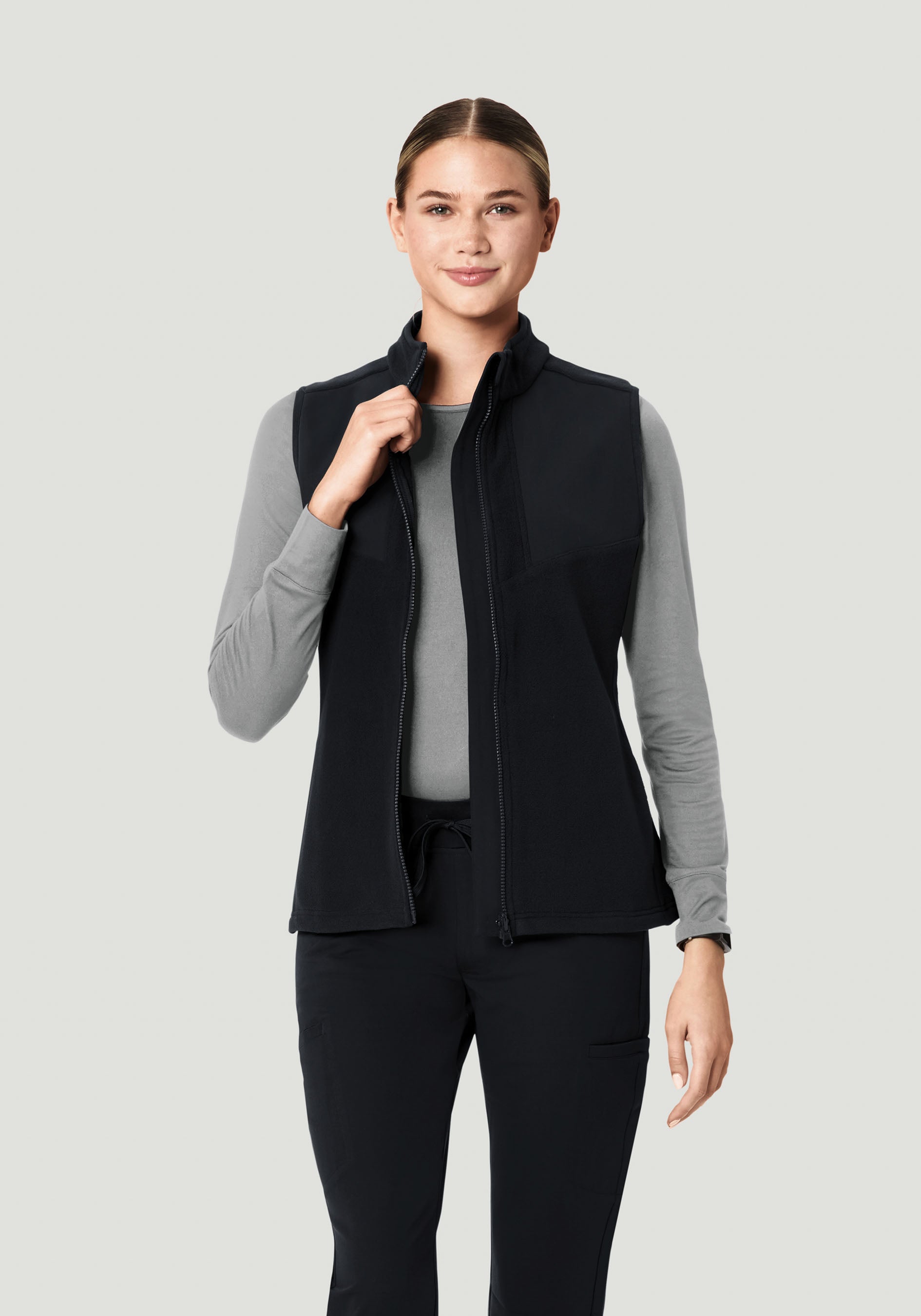 Women's Fleece Scrub Vest Black