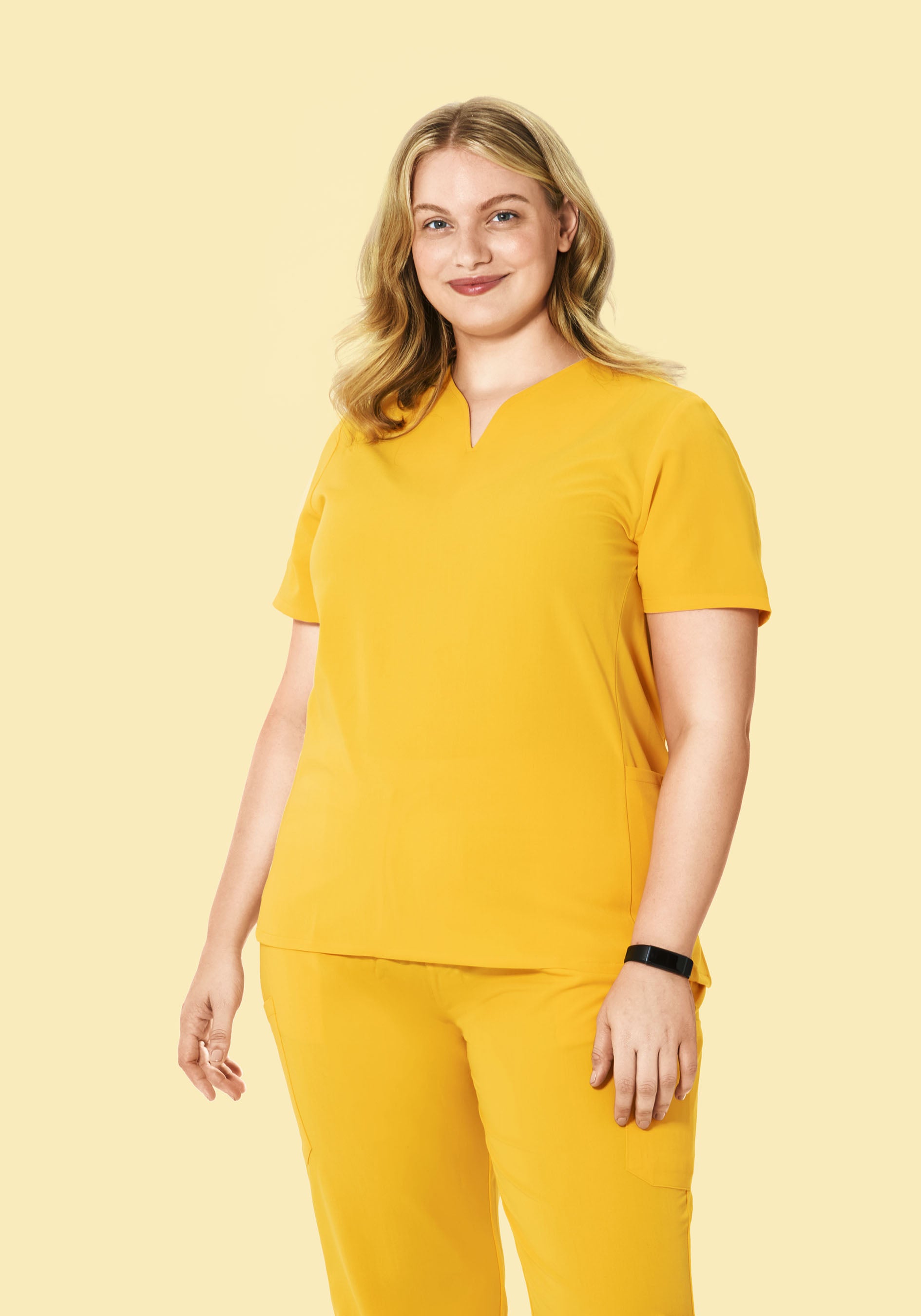 Curved V-Neck Top Daffodil