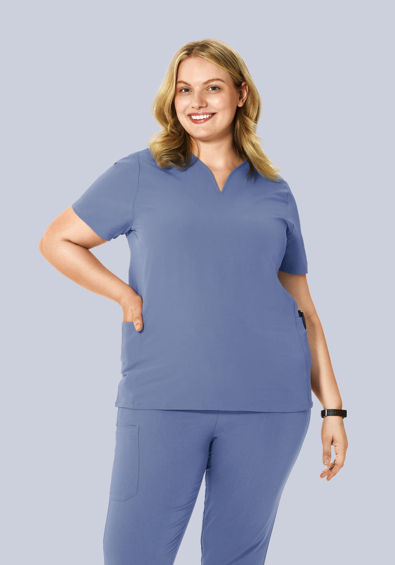 Curved V-Neck Top Periwinkle