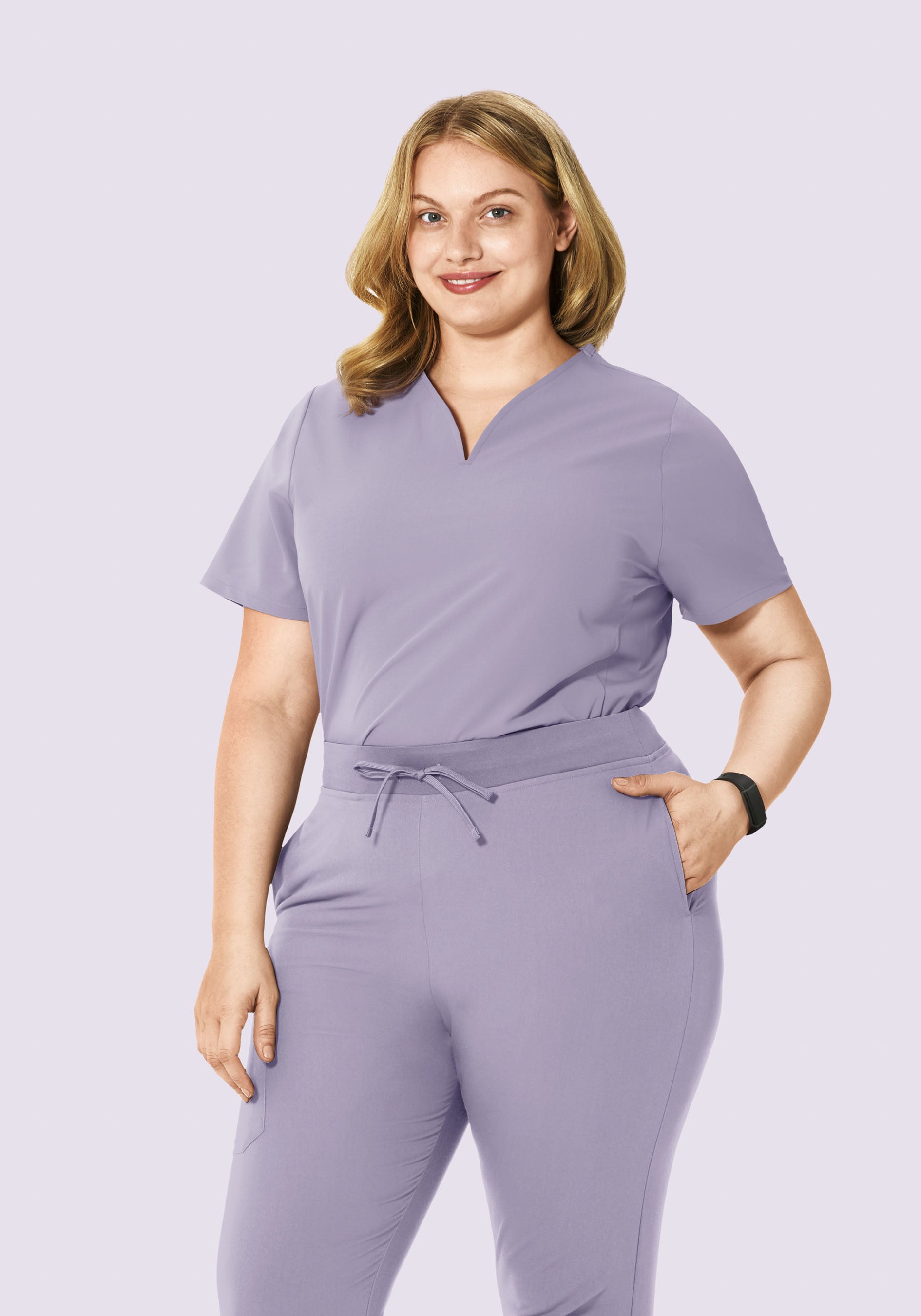 Curved V-Neck Top Ube