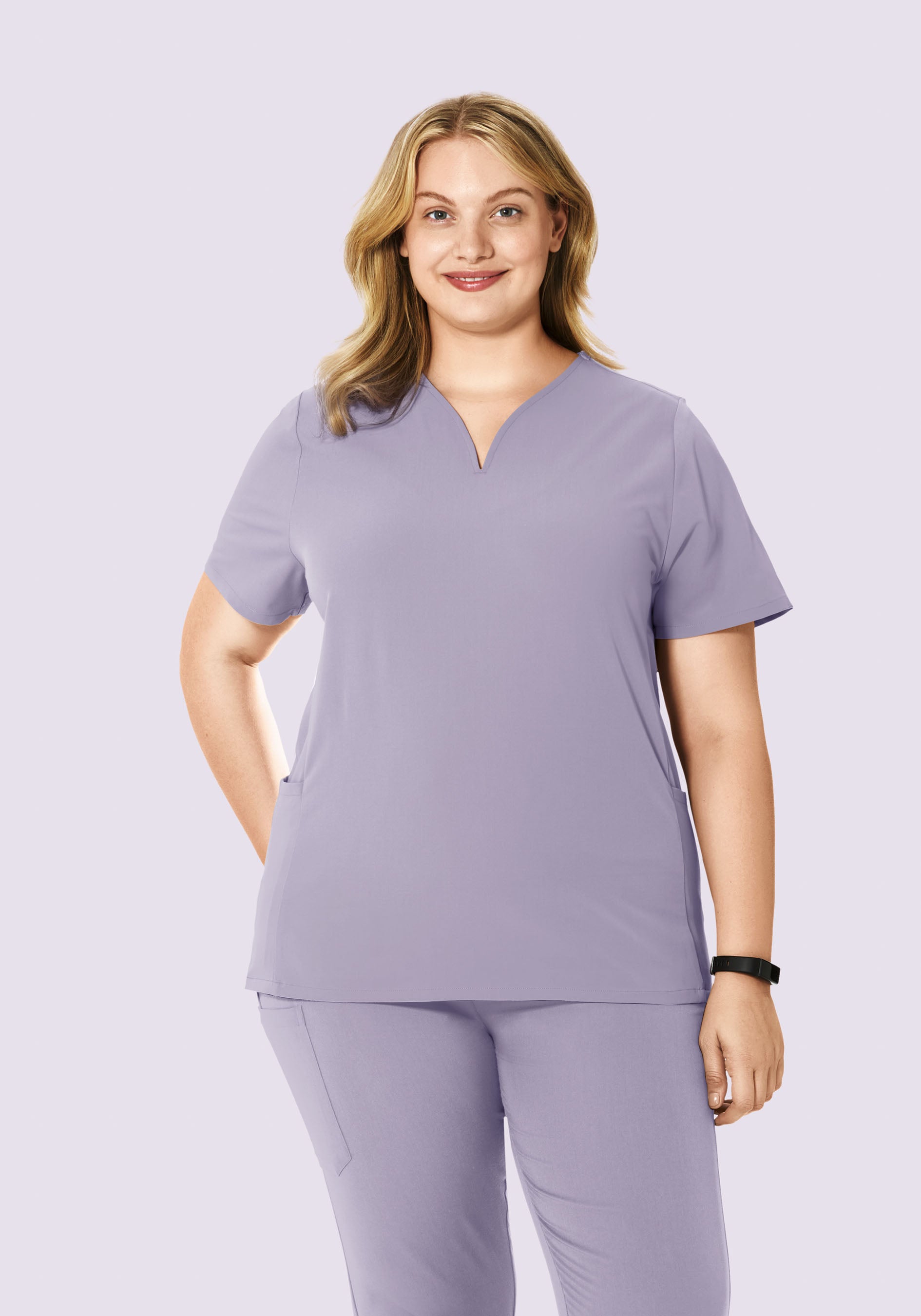 Curved V-Neck Top Ube