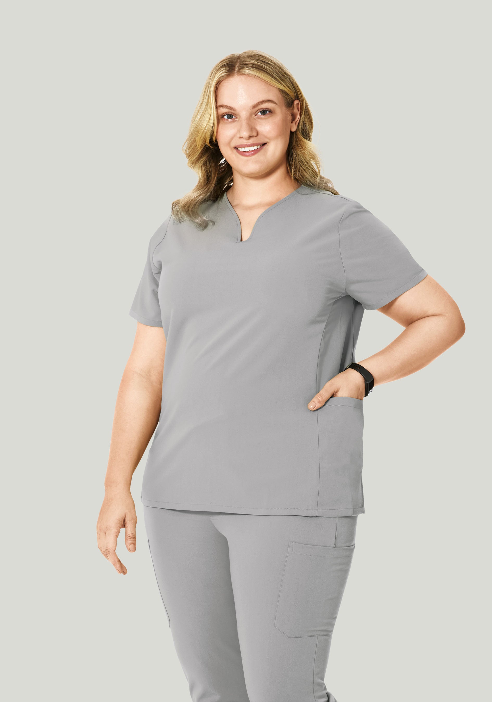 Curved V-Neck Top Cloud